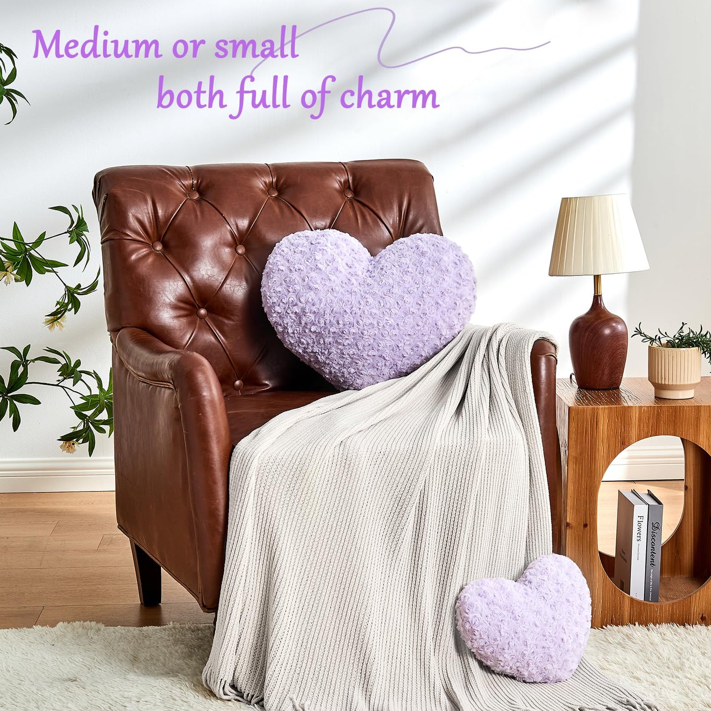 IREMATE Heart Pillow Purple Throw Pillows, Soft Fluffy Decorative Pillows for Bed Couch Chair, Cute Heart Shaped Room Decor Gifts for Valentine Anniversary Birthday Mothers Christmas (Medium, 20"x15")