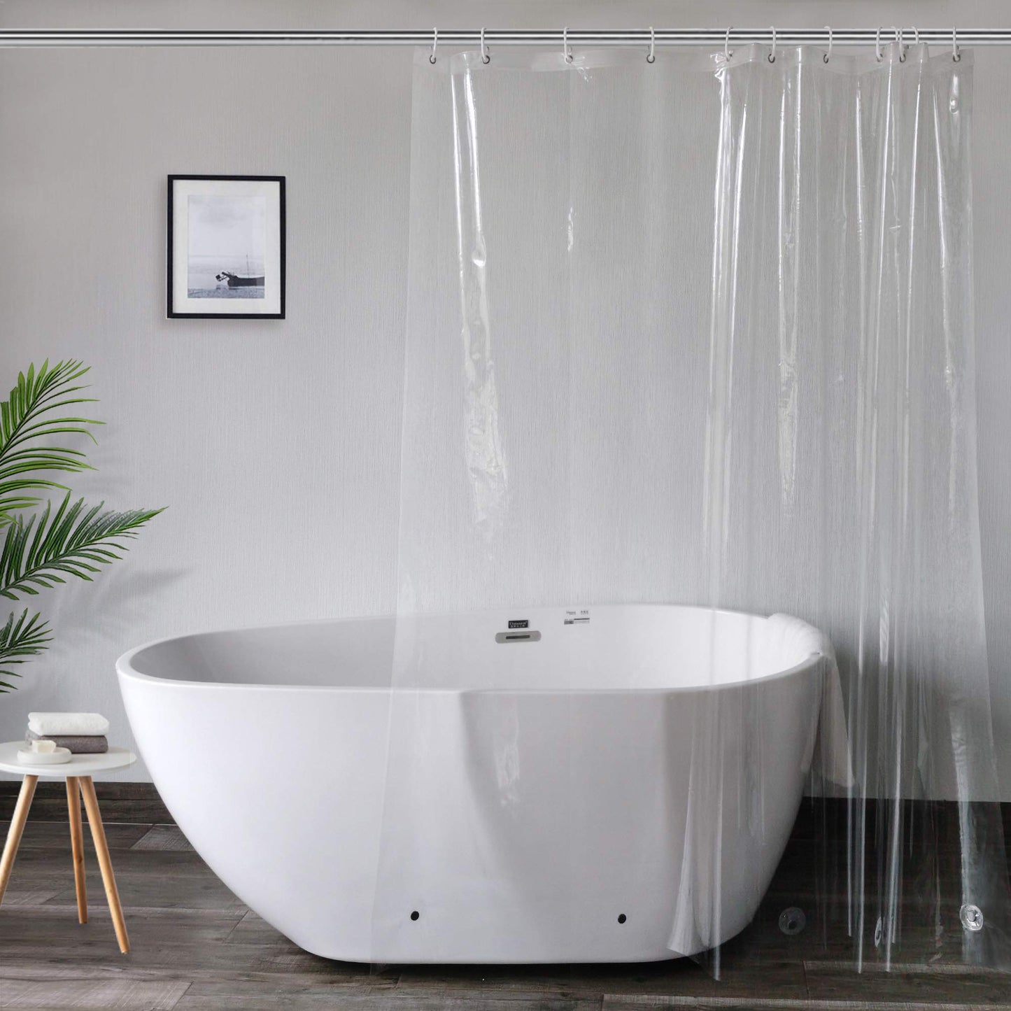 AooHome Clear 72 Width x 66 Height Inch Short Shower Curtain Liner, Plastic PEVA Partition Curtain with Hooks, Metal Grommets, Water Repellent, for Master & Guest Bathroom