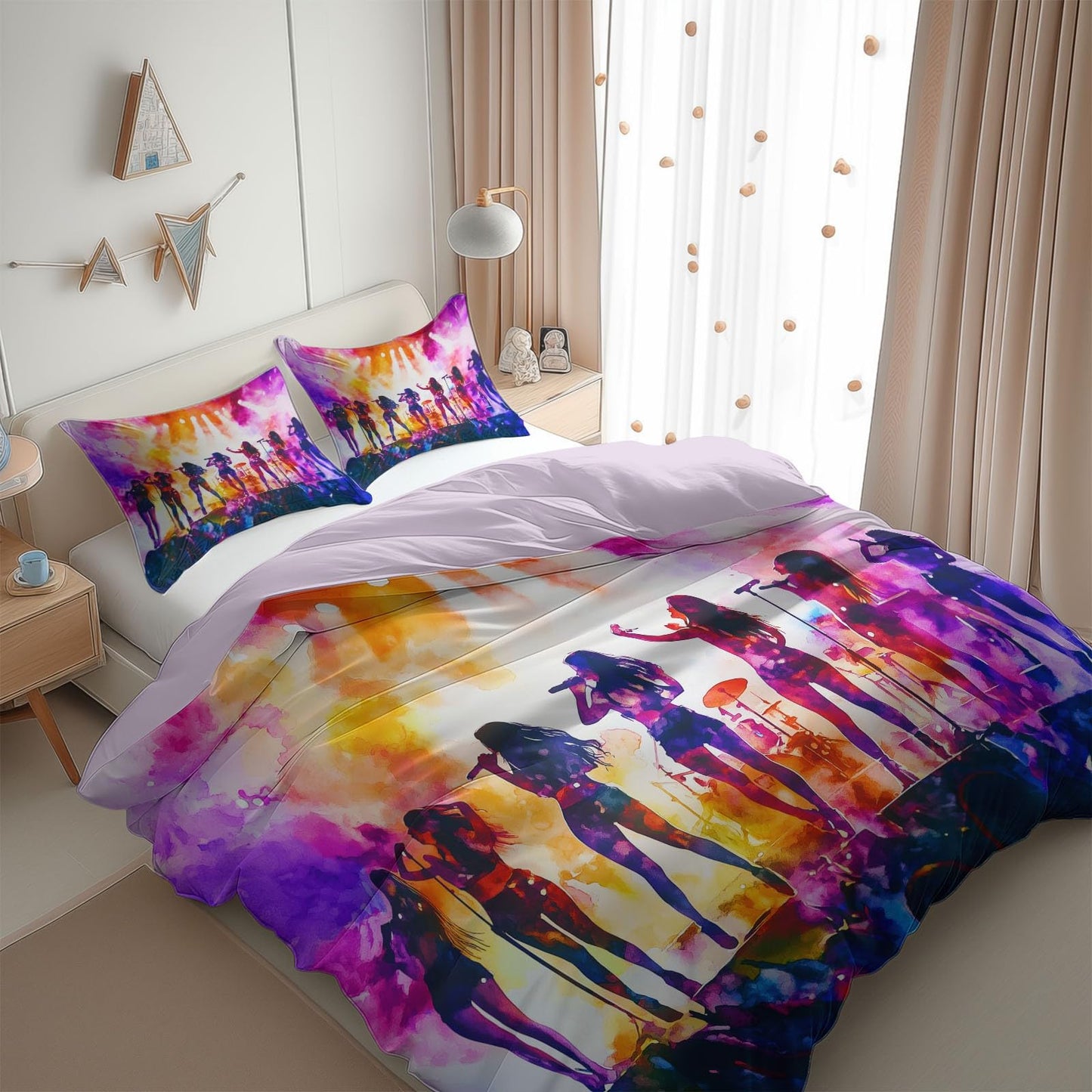 Twin Duvet Cover Set K Pop Girl Group 1 Soft Comforter Cover 68×90 Inches with Zipper Closure Pink, Breathable Hypoallergenic Microfiber Bedding Set for Girls Kids Teens Bedroom Decor