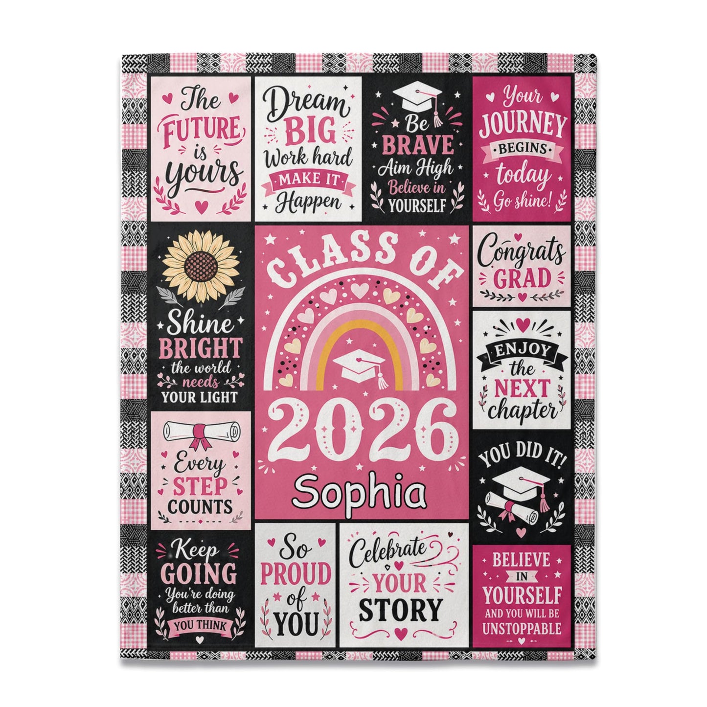 Ipplee Personalized Graduation Blanket 2026 - Custom Name Flannel Throw Blanket Class of 2026, Soft Fleece Grad Gifts for Daughter Son Her Him, College High School Graduation Decorations Keepsake