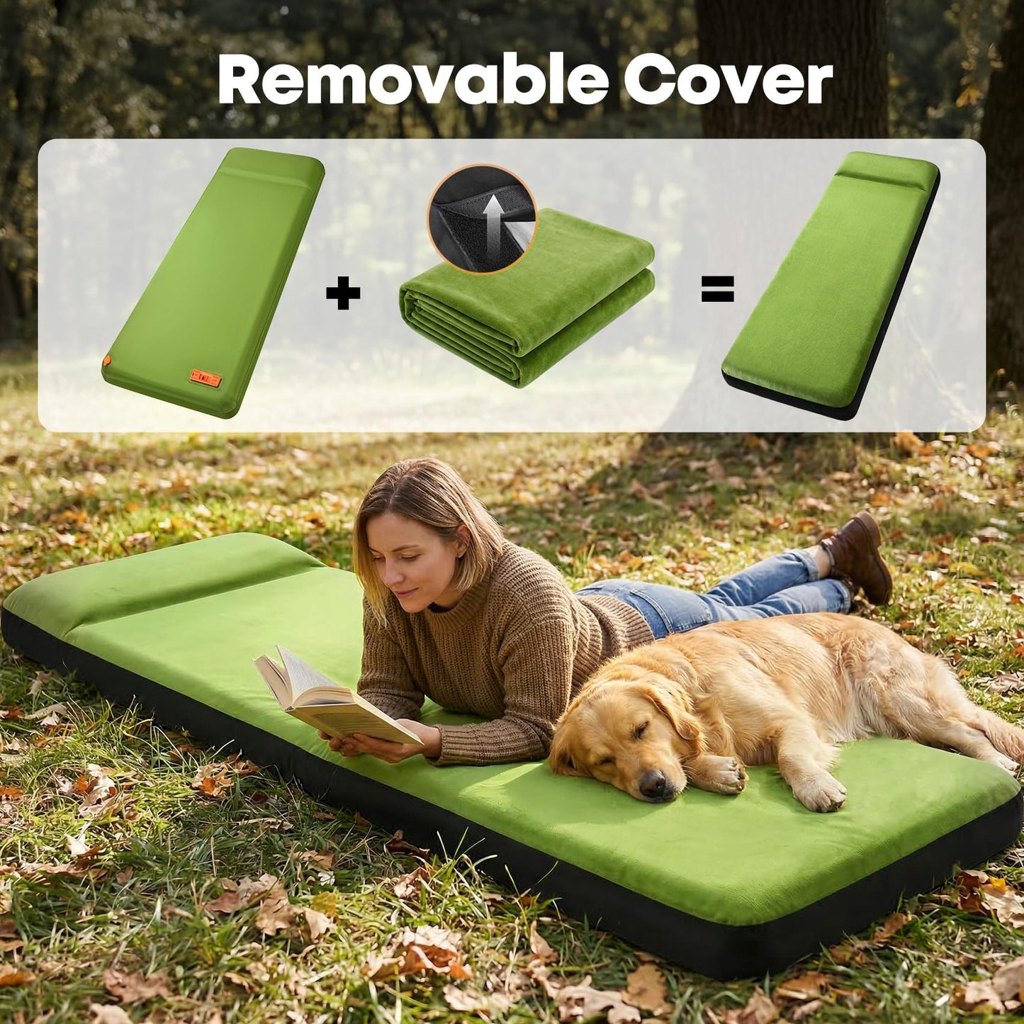 Self Inflating Sleeping Pad with Electric Pump, 4" Ultra-Thick Memory Foam Camping Pad,9.5 R-Value 4 Season Camping Mattress Pad with Removable Cover, Camping Essentials Gear for Tent Travel Car