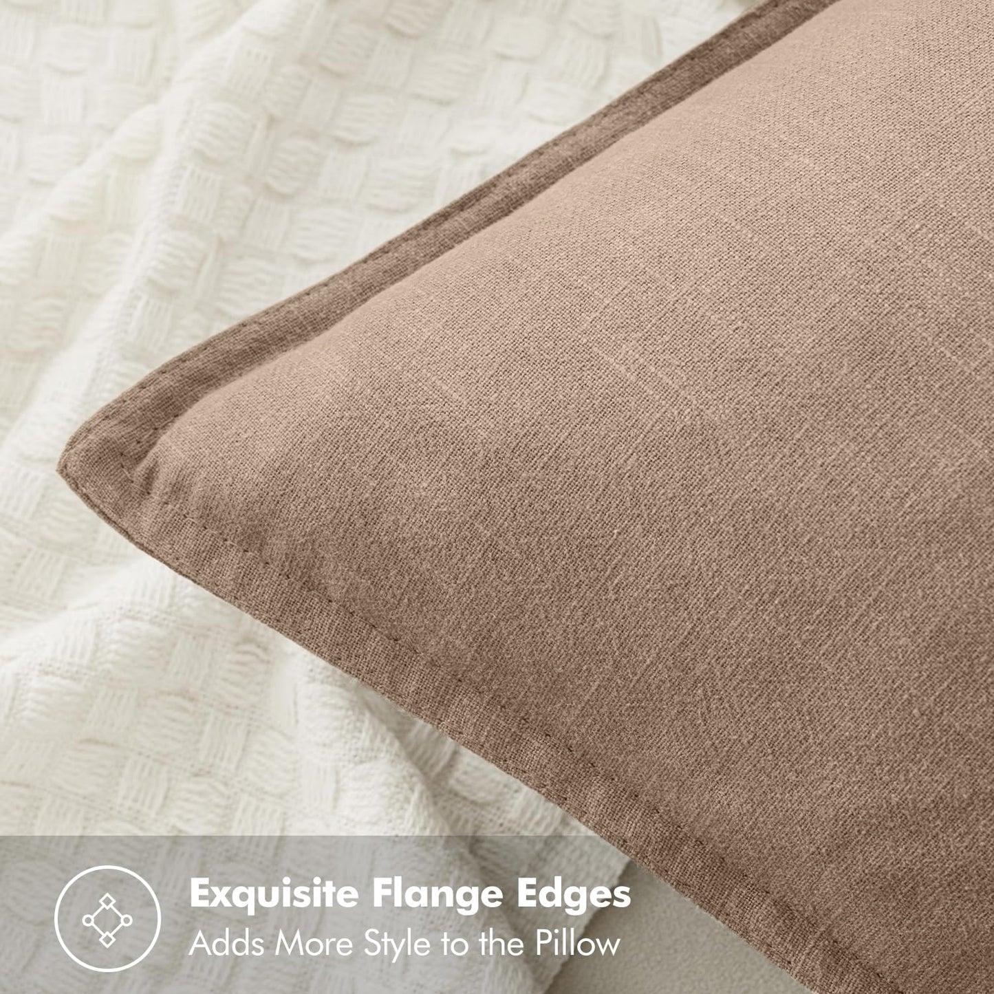 MIULEE Decorative Linen Euro Sham Pillow Covers 24x24 Camel Boho Farmhouse Neutral Couch Throw Pillows for Bed Pack of 2 Accent Modern Pillowcase Sofa Livingroom Home Decor