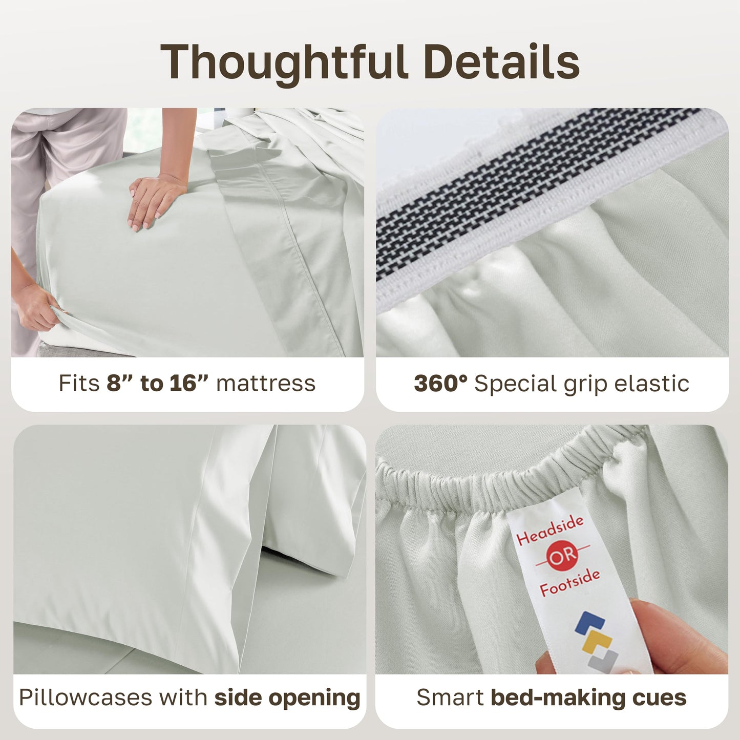 California Design Den Luxury King Sheet Sets - 1000 Thread Count Sateen Sheets, Thick and Natural 100% Cotton, Deep Pockets, Durable Bedding - Silver