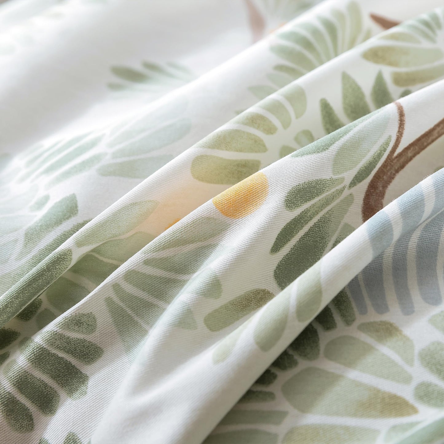 HoneiLife Duvet Dover Queen Size - 100% Cotton Comforter Cover Botanical Bedlinen Set with Zipper Closure & Corner Ties, 3-PC Forest Comforter Cover Sets