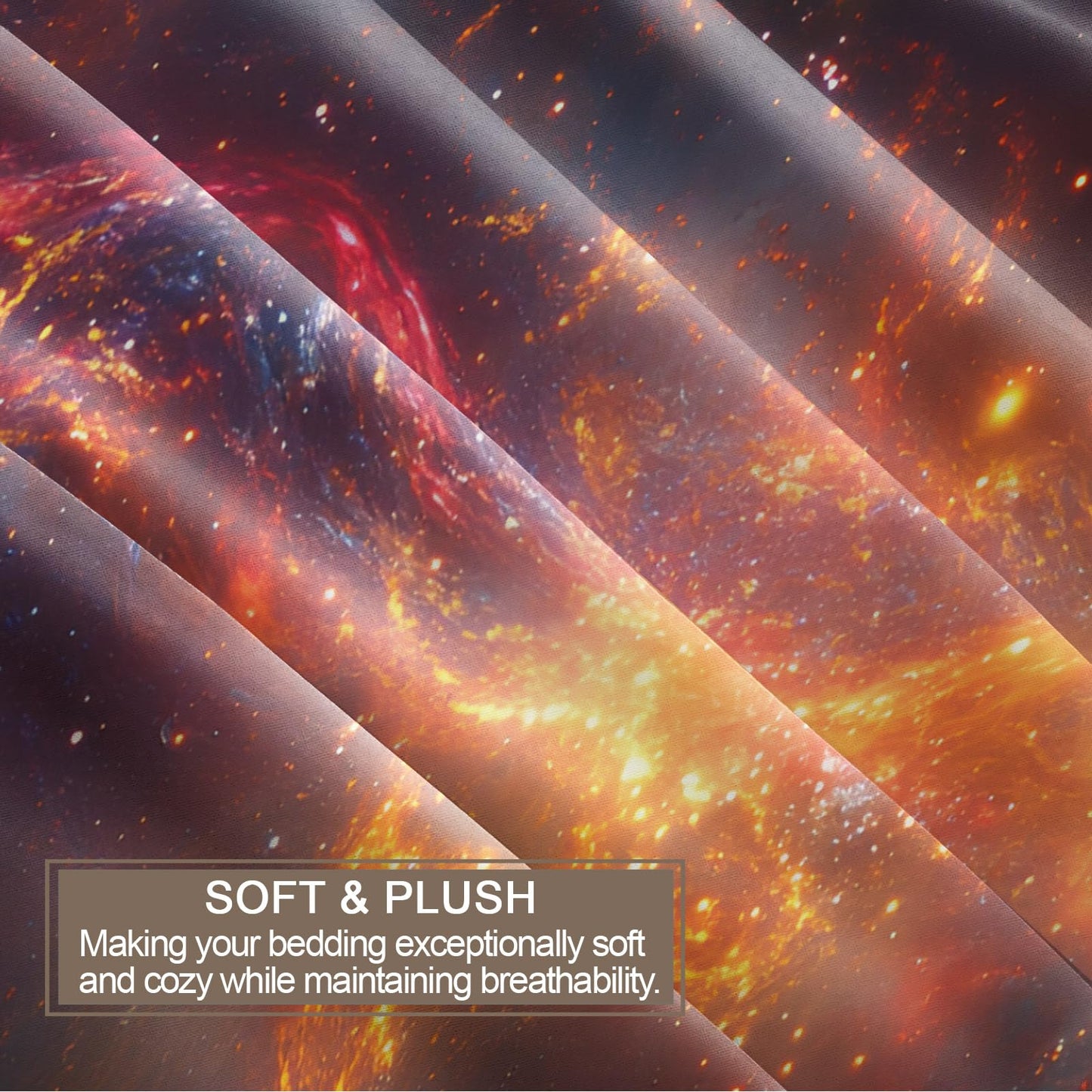 PAISUOQ Galaxy Duvet Cover Full Size, Space Landscape Bedding, 3 Piece, Soft Microfiber Patterned Comforter Cover with Zipper Ties & 2 Pillowcase, Cosmic Nebula Bedroom Decor & Gifts