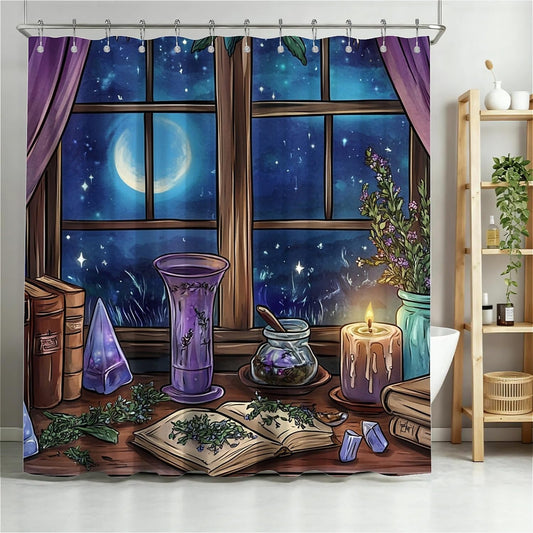 TANGXUNFA witchy's-Room Shower Curtain for Bathroom, Water-Resistant Long Shower Curtain Set 72x72 Inch with Metal Grommets and 12 Metal Hooks