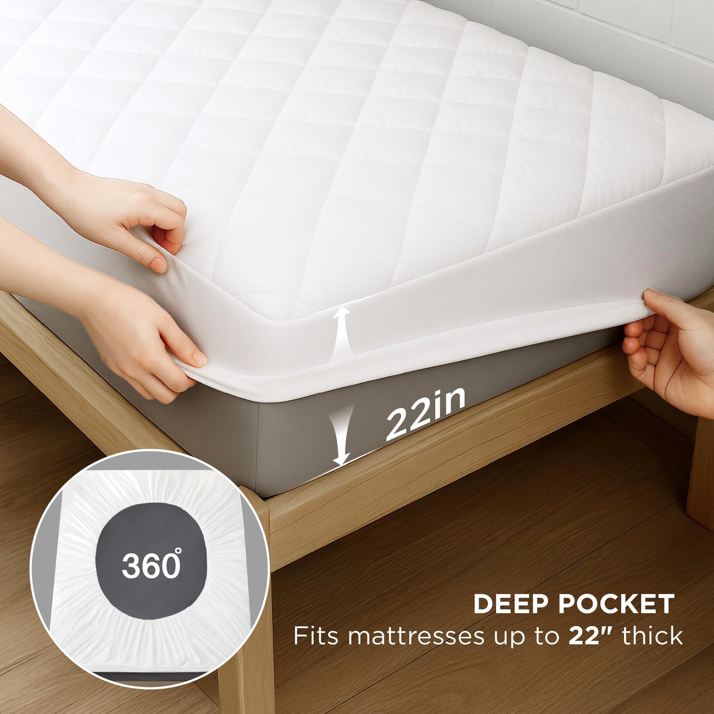Bedsure Twin XL Mattress Protector, Quilted Waterproof Mattress Pad with Deep Pocket up to 22 Inches, Soft Breathable Noiseless Mattress Topper, Bed Cover for Home Bedroom Hotel – White