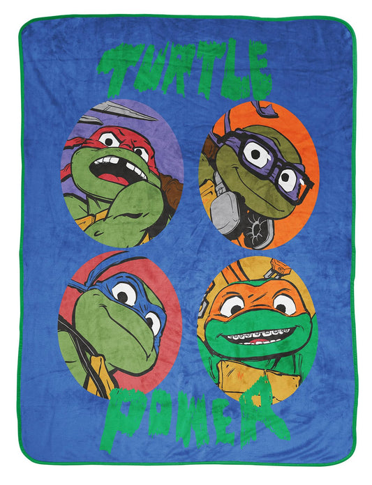 Jay Franco Plush Throw Blanket – 46" x 60" Inches Kids Hero Soft & Cozy Fleece Throw for Bedroom & Couch Décor, Official Licensed Product, Blue - Teenage Mutant Ninja Turtles