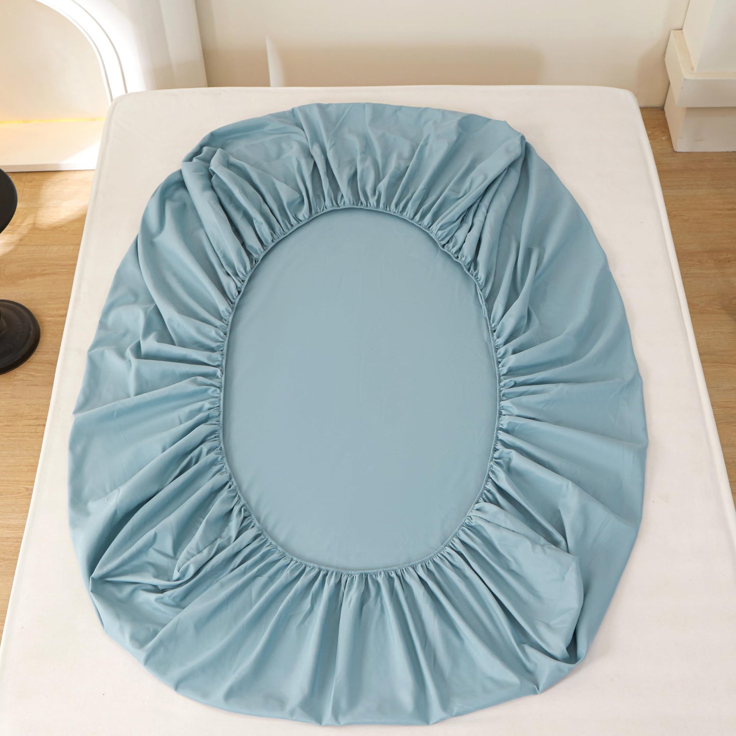 Rushrushlulu Bedding Queen Size Fitted Sheet Only- Bottom Mattress Fitted Sheet-Fits 15inches Deep Mattress Pocket -Soft and Microfibe-Shrinkage and Fade Resistantr-Easy Care-Light Blue