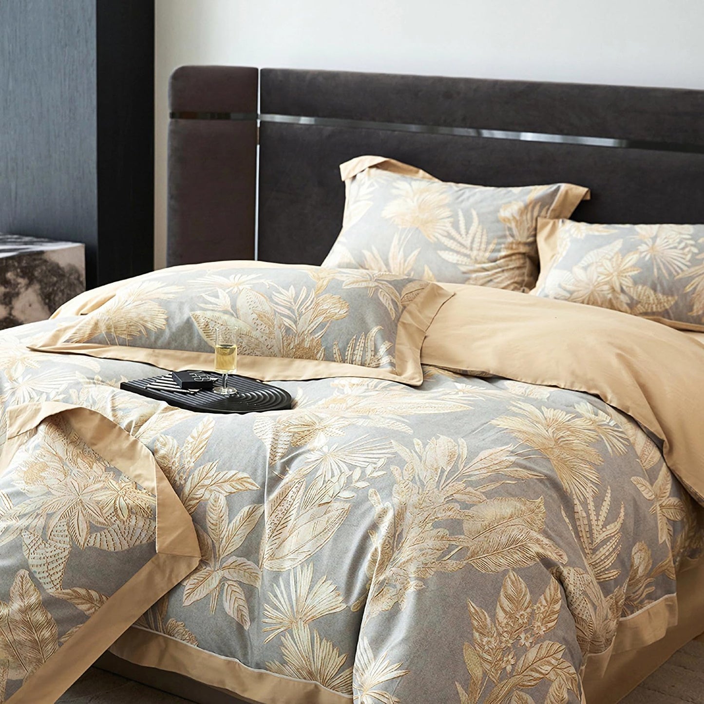 TodaFre 100% Cotton Duvet Cover King Size Set, Luxury Reversible Botanical Floral Patterned, Soft Breathable & Skin-Friendly Bedding for All Season Comfort, 3 Pieces (104"x90")