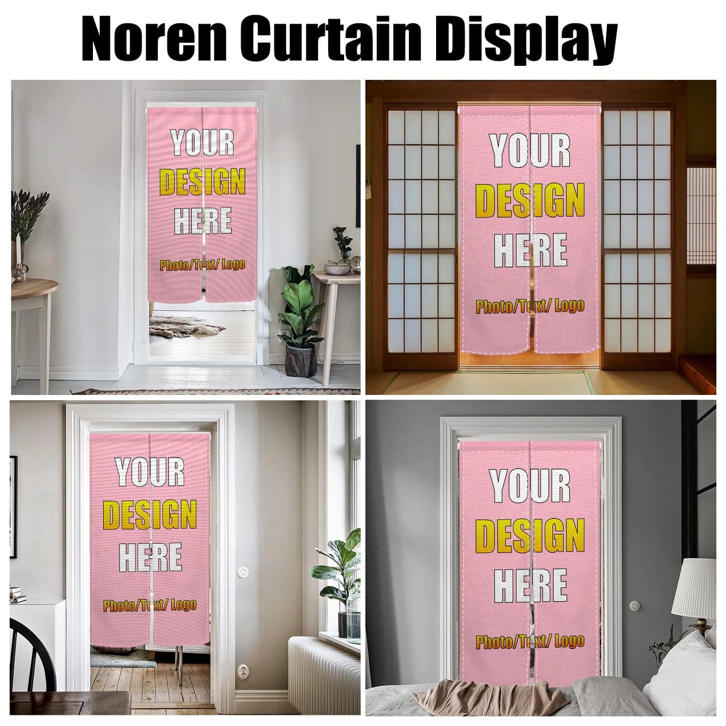 Leowefowa Custom Noren Japanese Style Doorway Curtain Personalized Image Text Room Dividers Japanese Noren Door Way Curtains for Home Kitchen Restaurant Bistro Terraces Partition Shading, 34"x 60"