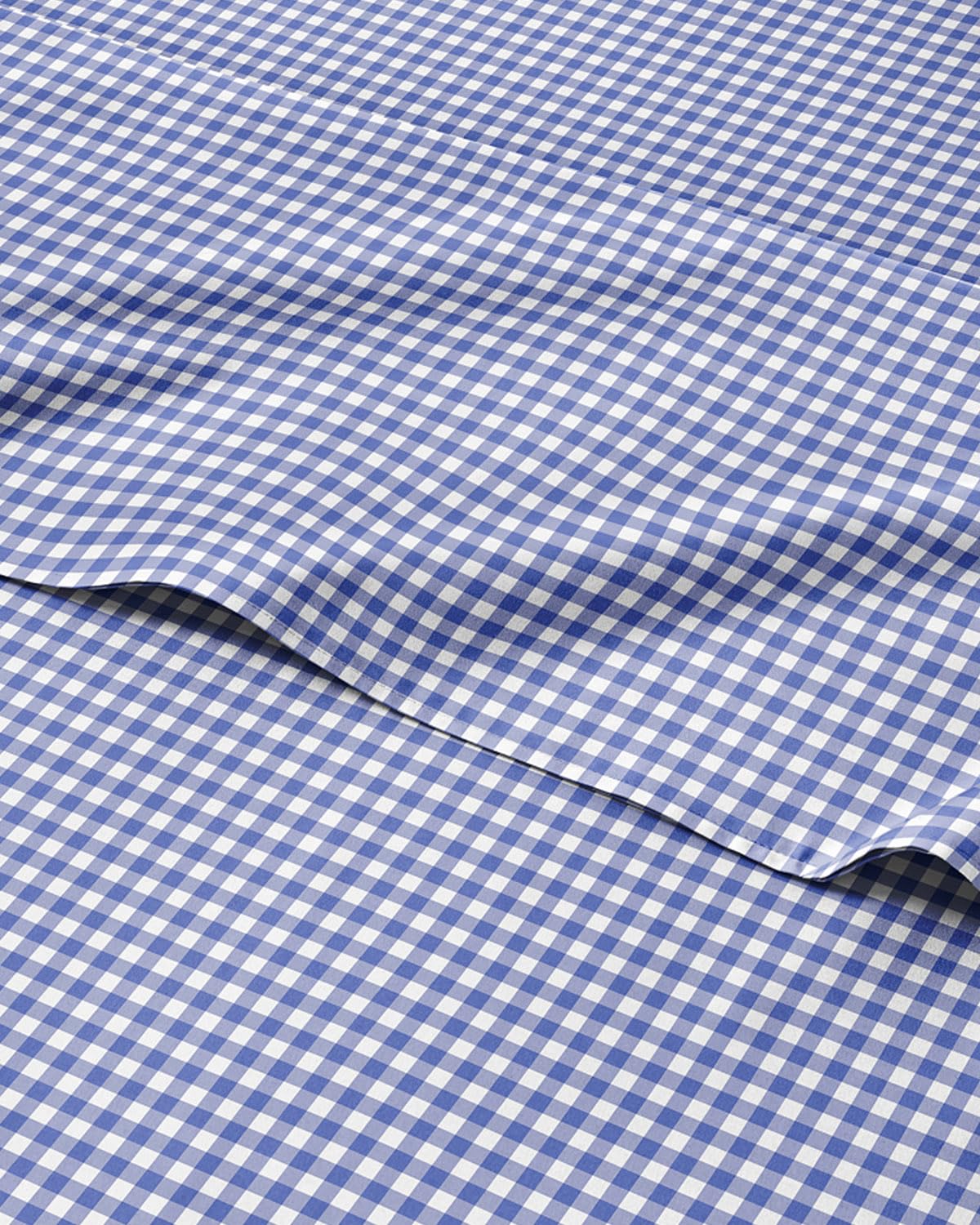 Blue Gingham Sheets - 1 Flat & 1 Fitted Sheet & 2 Pillowcases w/ Deep Pockets - Grid, Plaid, Checkered Pattern Bed Set - Comfy, Wrinkle & Fade Resistant - Ultra-Soft, Breathable & Cooling - Full Size