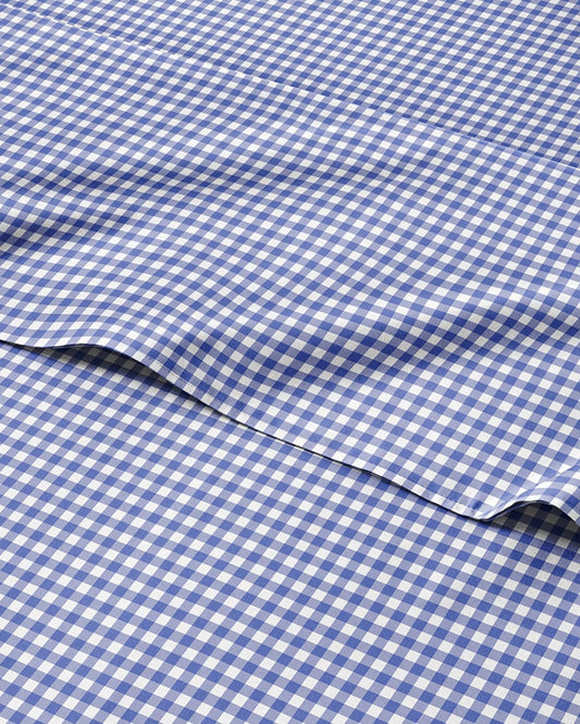 Blue Gingham Sheets - 1 Flat & 1 Fitted Sheet & 2 Pillowcases w/ Deep Pockets - Grid, Plaid, Checkered Pattern Bed Set - Comfy, Wrinkle & Fade Resistant - Ultra-Soft, Breathable & Cooling - Full Size