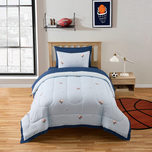 Basketball Comforter Set Twin Size – Bed in a Bag with Sheets, Pillowcases & Shams – Soft Stylish Sports Bedding – All Season Boy’s Basketball Bed Set