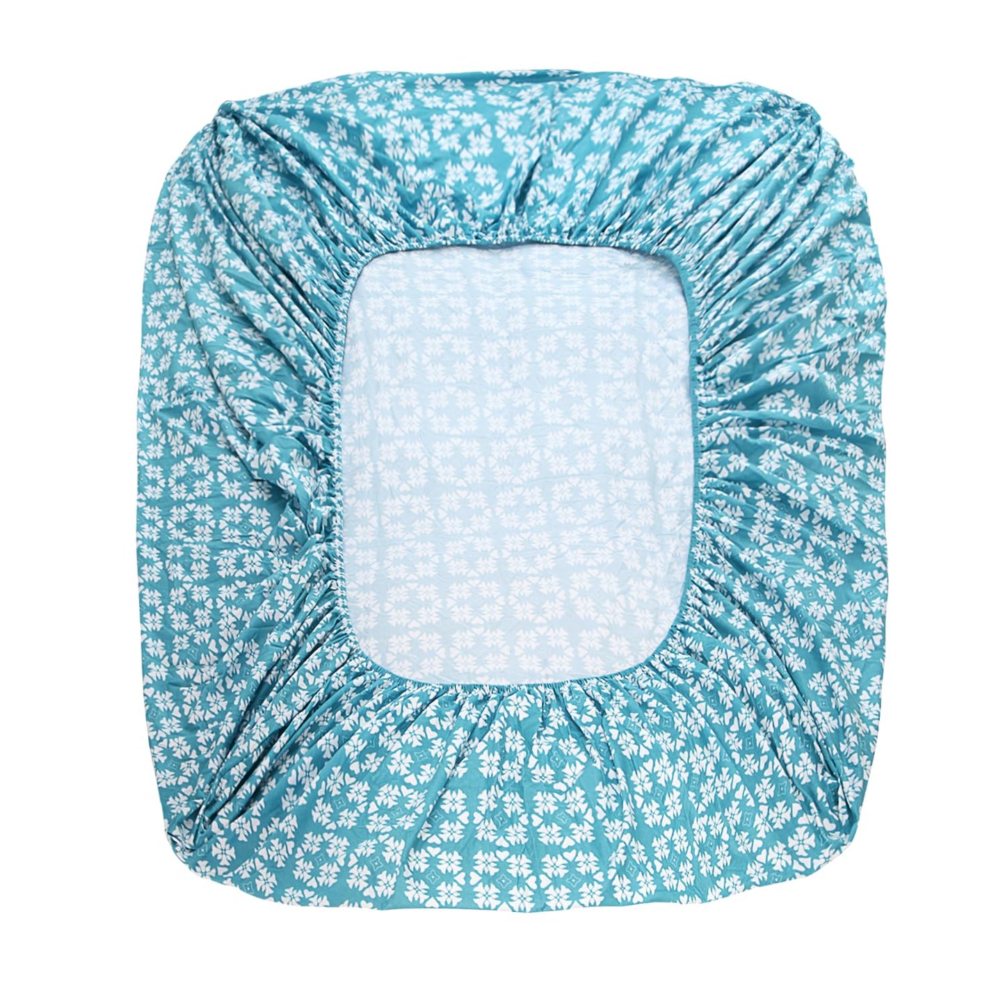 Marquess Microfiber Flannel Sheet Set - Ultra Soft Printed Bedding Collection, 16 Inches Deep Pocket, Flannel Bed Set Includes 1 Flat Sheet, 1 Fitted Sheet & 2 Pillowcases (Azure Blue Flower, Queen)