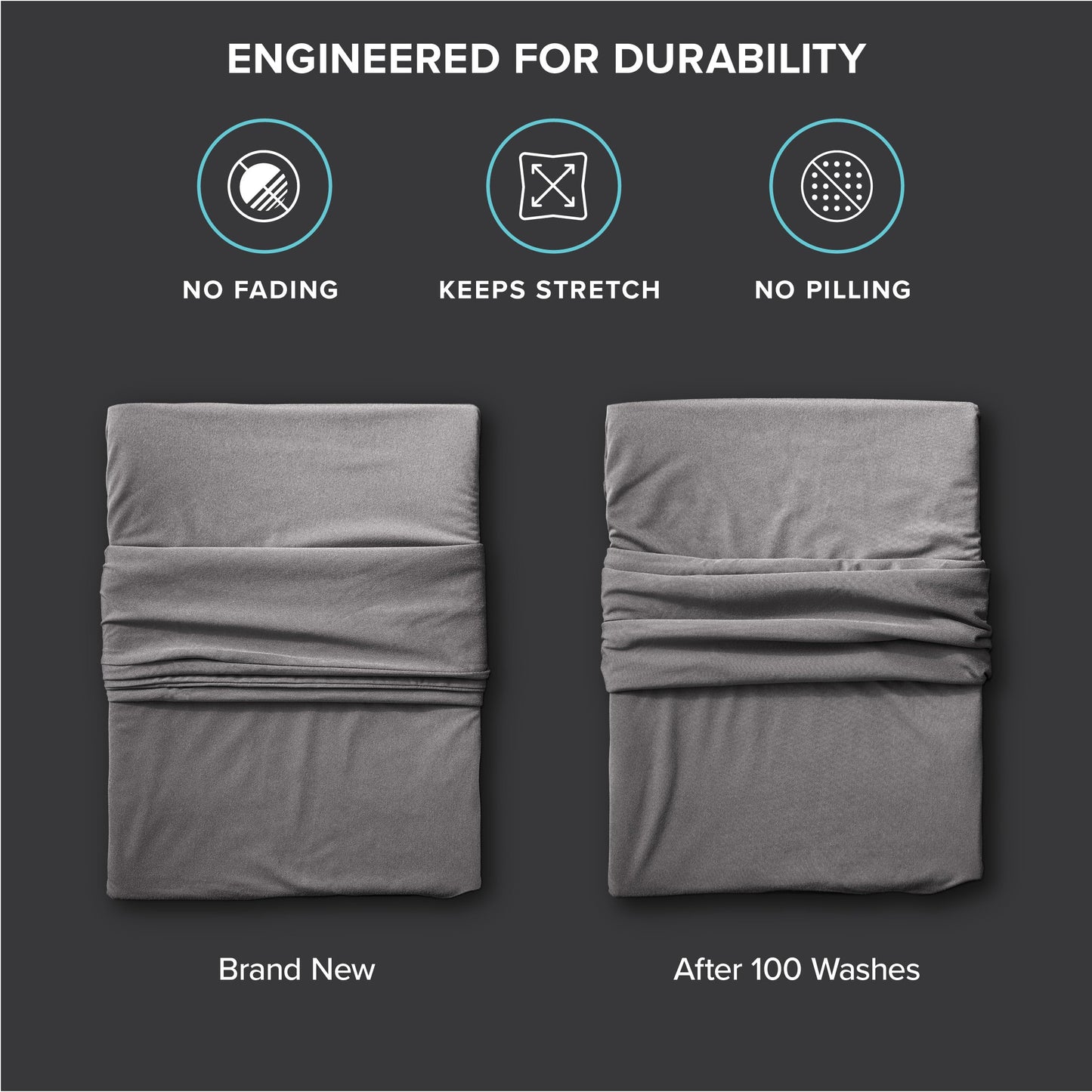Bare Home Cooling Performance Jersey Knit Stretch Sheet Set, Moisture-Wicking & Breathable, 4-Way Stretch Bed Sheets, Envelope Pillowcases (Full, Light Grey)