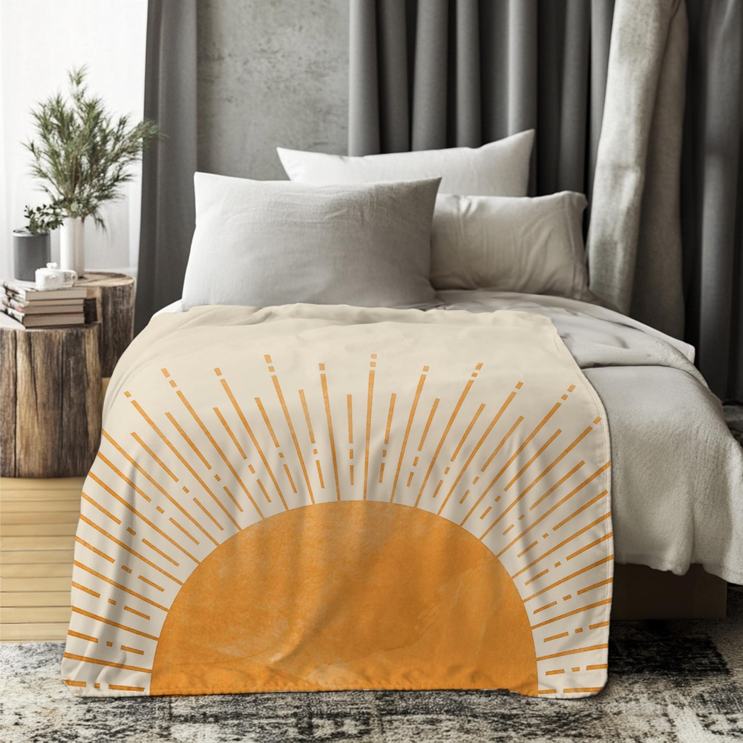 Kemingni Boho Throw Blanket - Sun Blanket, Sunset Decorative Throw for Bed Couch Sofa, 50x60 Inches
