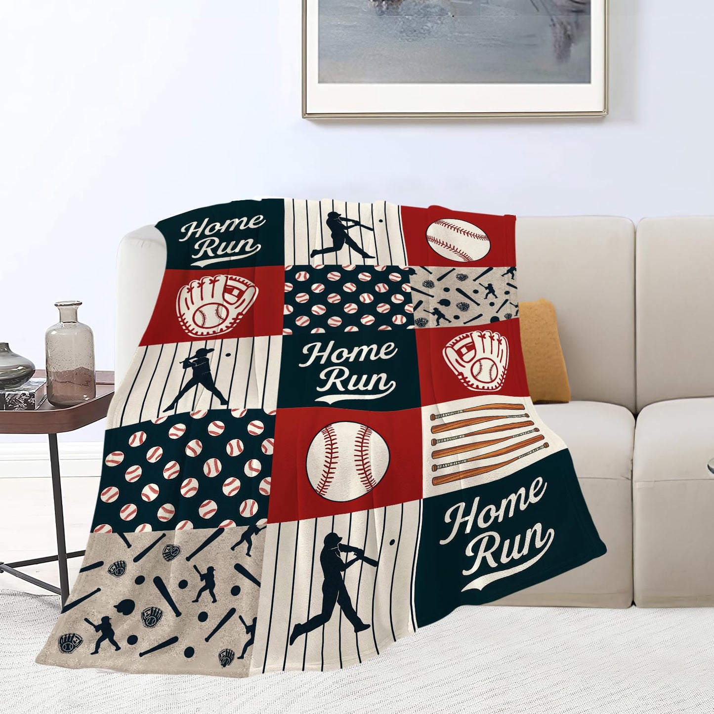 Baseball Blanket Super Soft Warm Fluffy Fleece Flannel Ball Sports Throw Blanket Cozy Fuzzy Plush Stuff Home Run Bedding Blankets Gifts for Teens Boys Kids Women Girls Adults 50"X40"