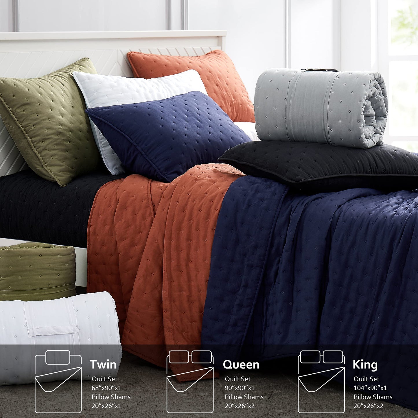 ROARINGWILD Beige Cloud Queen Size Quilt Bedding Sets with Pillow Shams, Farmhouse Lightweight Soft Bedspread Coverlet, All Season Rustic Country Thin Comforter, 3 Pieces, 90x90 inches, Tan Cream
