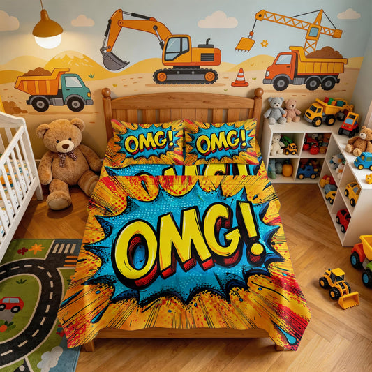 Kids OMG Sheet Set, 4 Pcs Queen Size Pop Art Bed Sheets