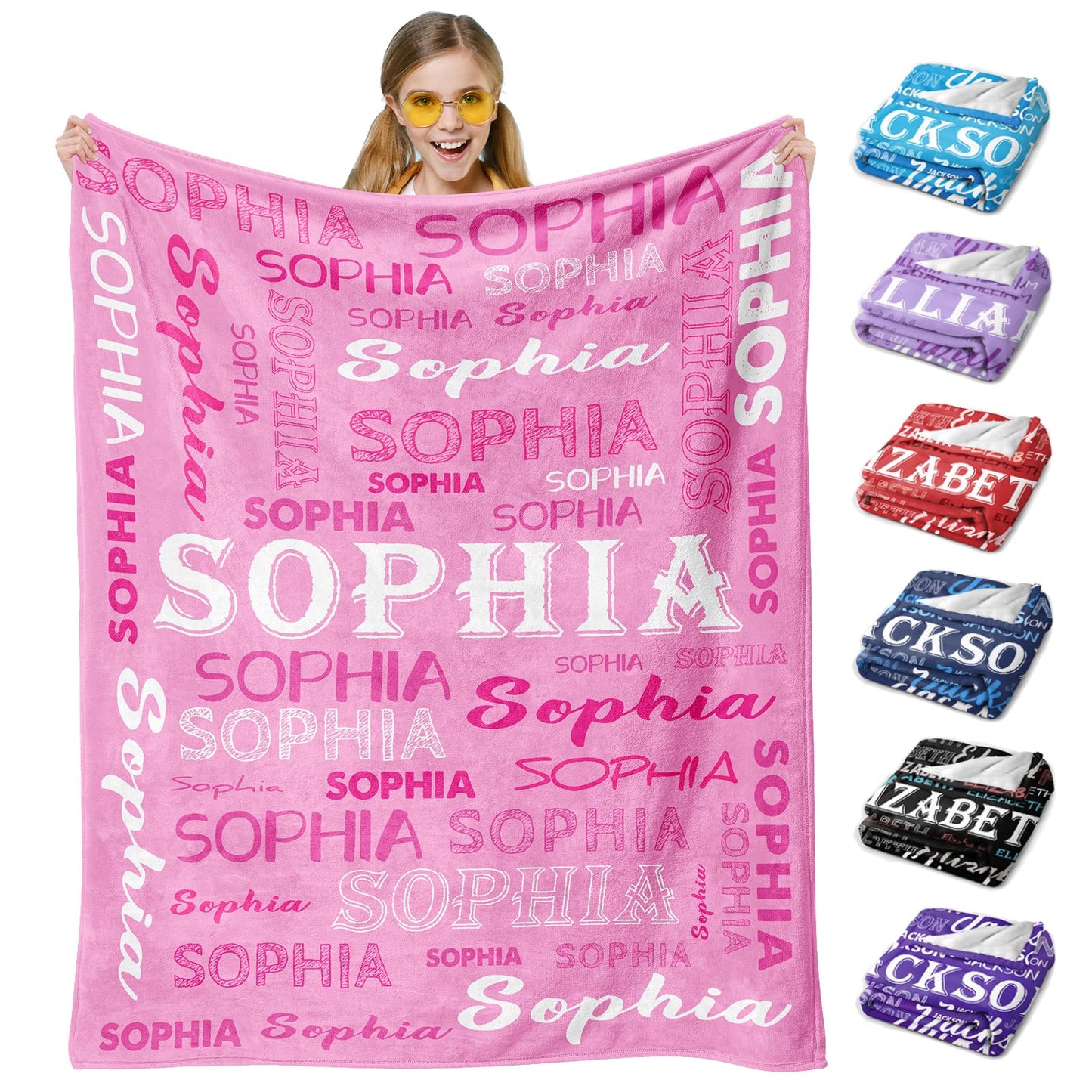 Custom Name Blanket, Personalized Throw Blanket with Names for Teen Girls Boys Kids, Customized Name Throw Blanket Customizable Gift for Kids Baby Adult Women Men Christmas Birthday - Printed in USA
