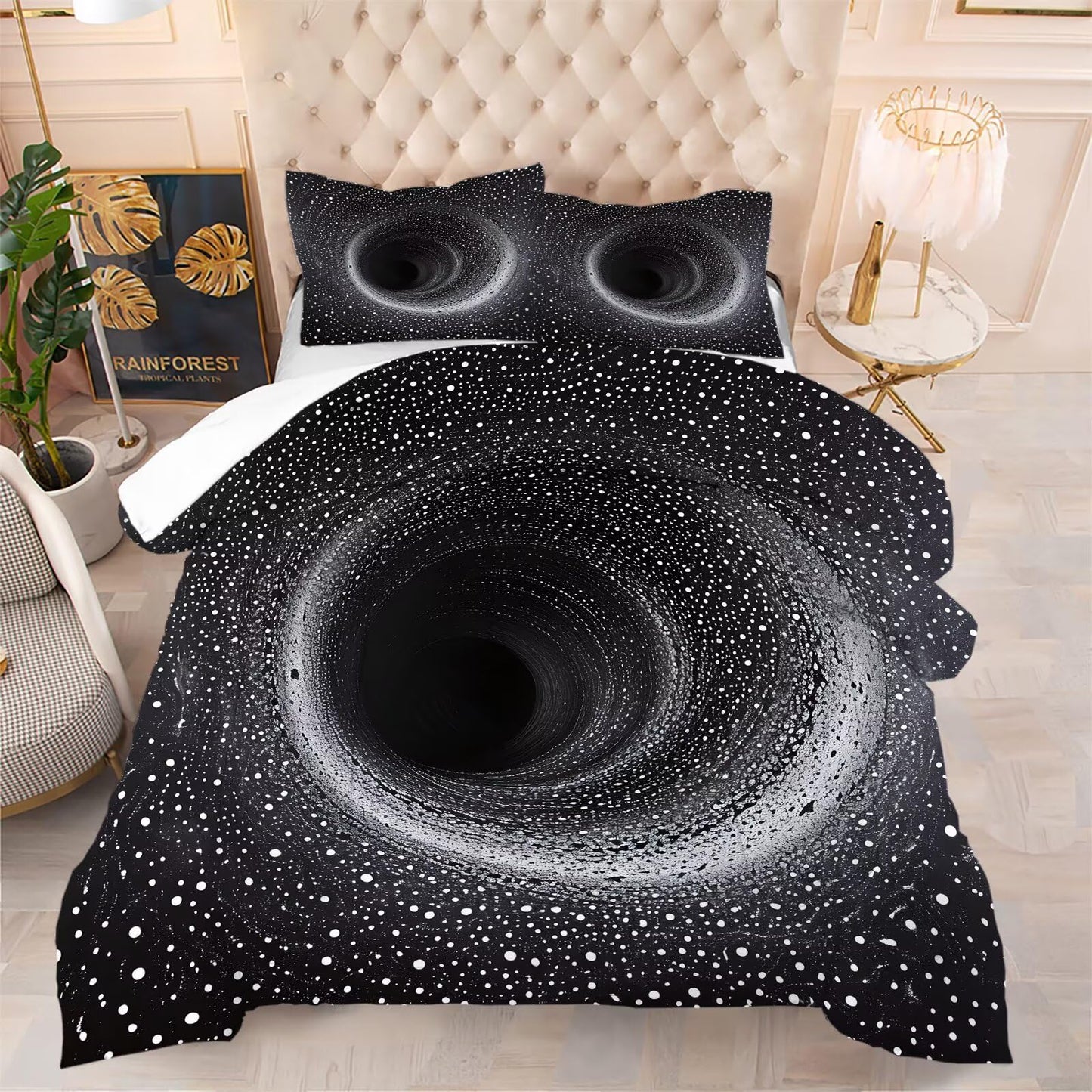 DJNEAR Black and White Illusion Comforter Set Full Size 3D Black Hole Bedding Sets for Kids Boys Girls Teens Adults Bedroom Space Abstract Art Quilt 1 Comforter 2 Pillowcases
