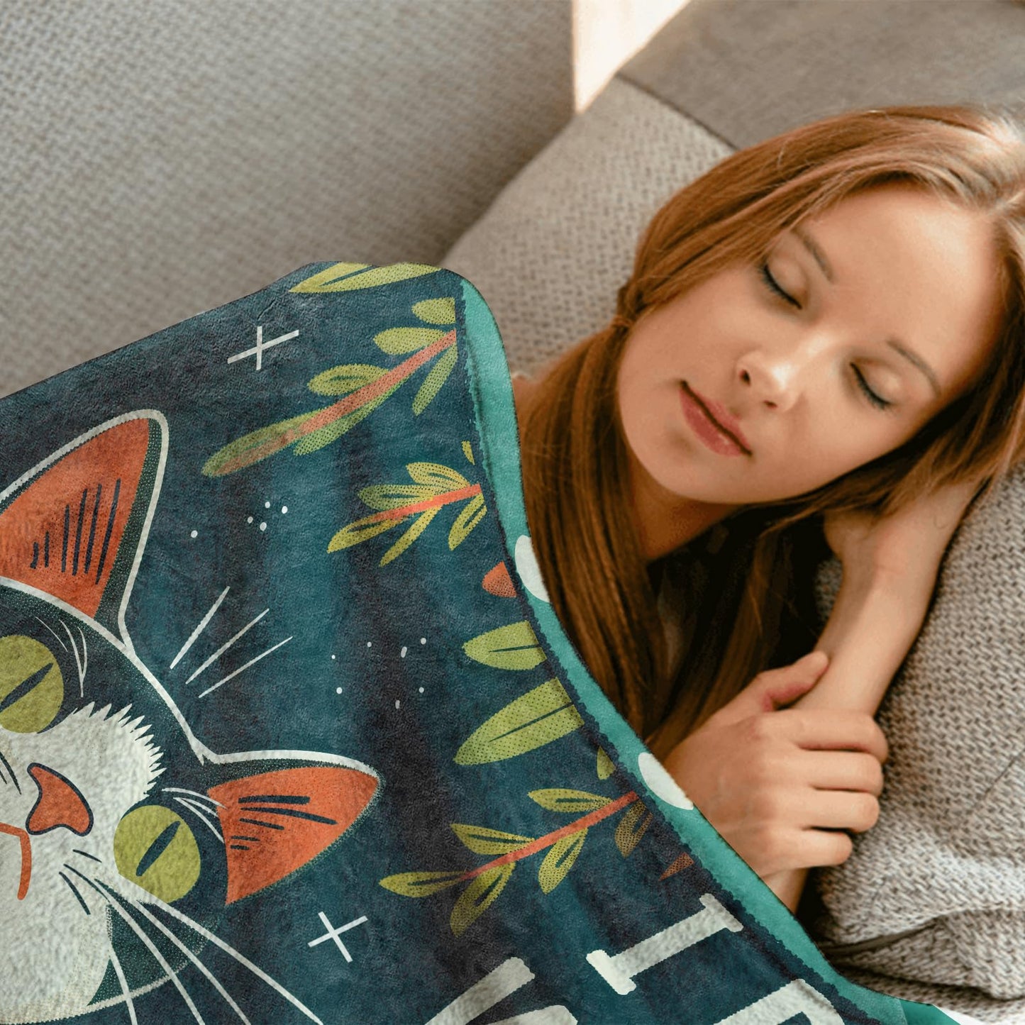 MIEPOS Funny Cat Throw Blanket, 50x60in, Soft, Lightweight Flannel,Retro Cartoon Style Black and White Kitten with “i Do What I Waht” Quote Blankets, Gifts for Kids, for Home Living Room Decor