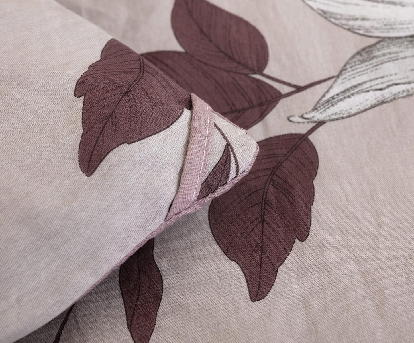 SLEEPBELLA Comforter Queen Size, 600 Thread Count Cotton Burgundy Botanical with Grey Floral Pattern Pink Reversible Comforter Set,Down Alternative Bedding Set 3Pcs(Queen, Burgundy Botanical)