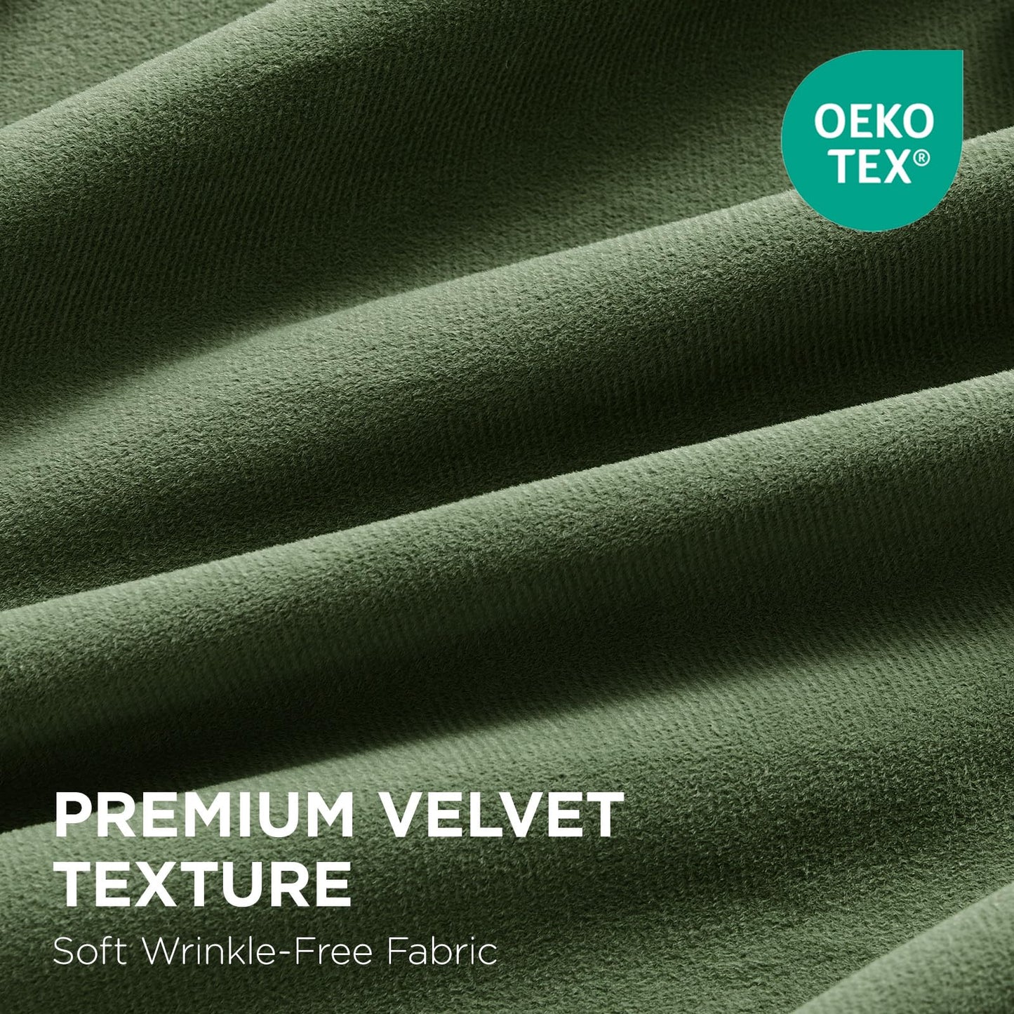 Joydeco Olive Green 100% Blackout Curtains 84 Inch 2 Panels, Luxury Thermal Green Velvet Curtains for Bedroom Living Room, Soundproof Blackout Window Drapes, Rod Pocket & Back Tab (52W x 84L)