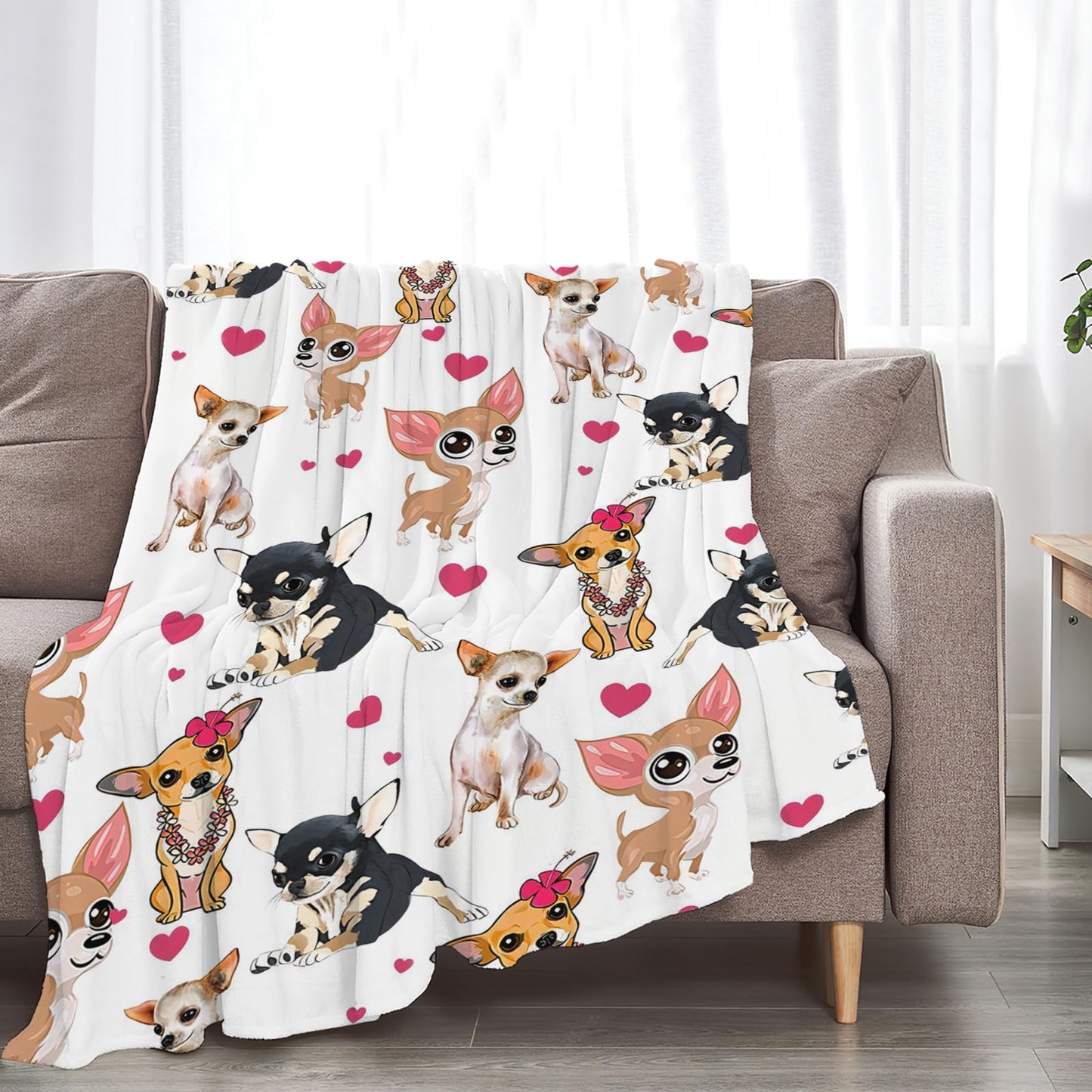 Tijuboni Chihuahua Throw Blanket Dog Gifts for Girls Boys Women Men Kids Adults Soft Flannel Fleece Blanket for Couch Sofa Bed Home Decor 40"x50"