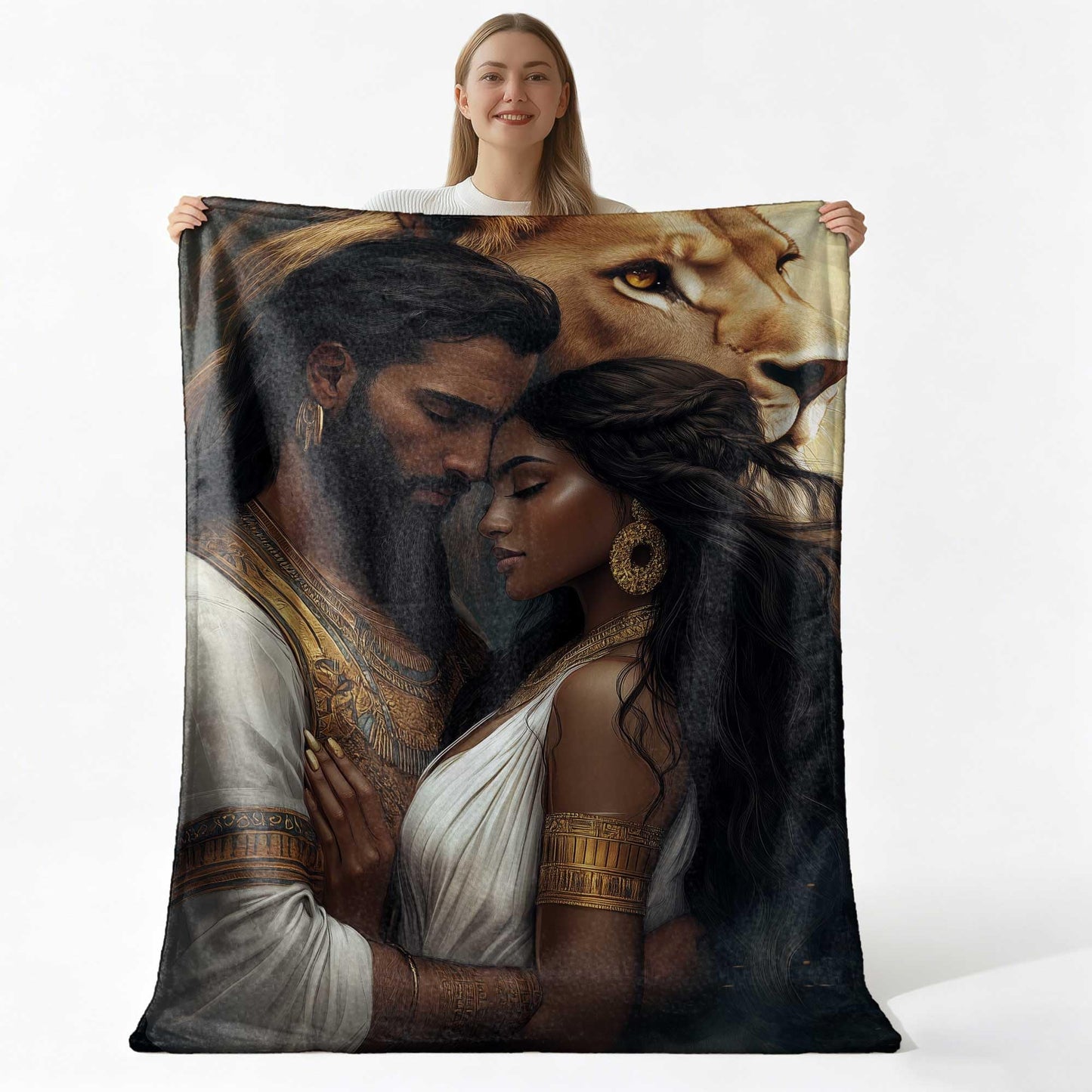 GXYAOYZG African American Couple Blanket Afro Queen King Throw Blanket Black Woman Man Throws Warm Soft Flannel Print Blankets for Couch Bed Decor Romantic (Couple - 3, 49" x 59")