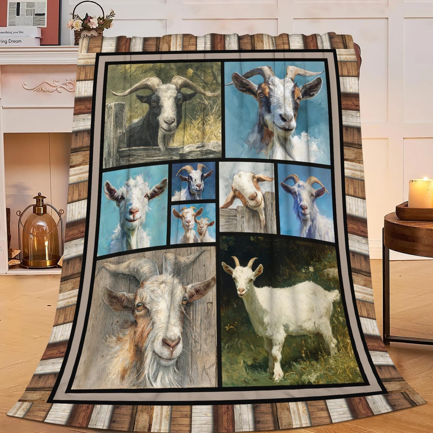 Dynova Goat Blanket Cozy Plush Goats Throw Blankets Fuzzy Flannel Fleece Sheep Animal Gifts Decor for Girls Boys Women Men 50"X40"