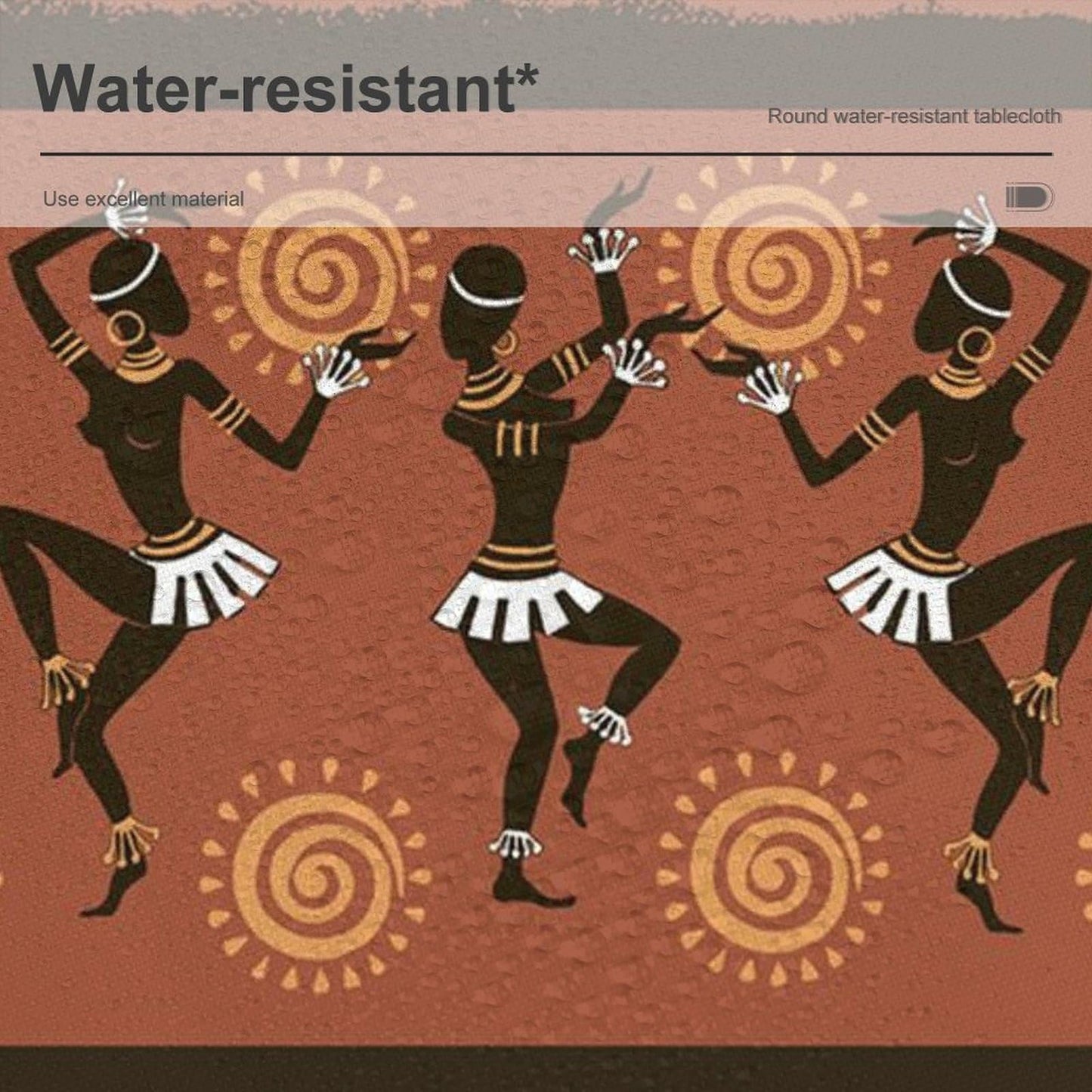 YSWOW African Woman Tablecloth, Traditional Tribe Ethnic Dancer Art Printed Print Stain Washable Table Resistant for Kitchen Dinning Outdoor Picnic Party Round 36x36in