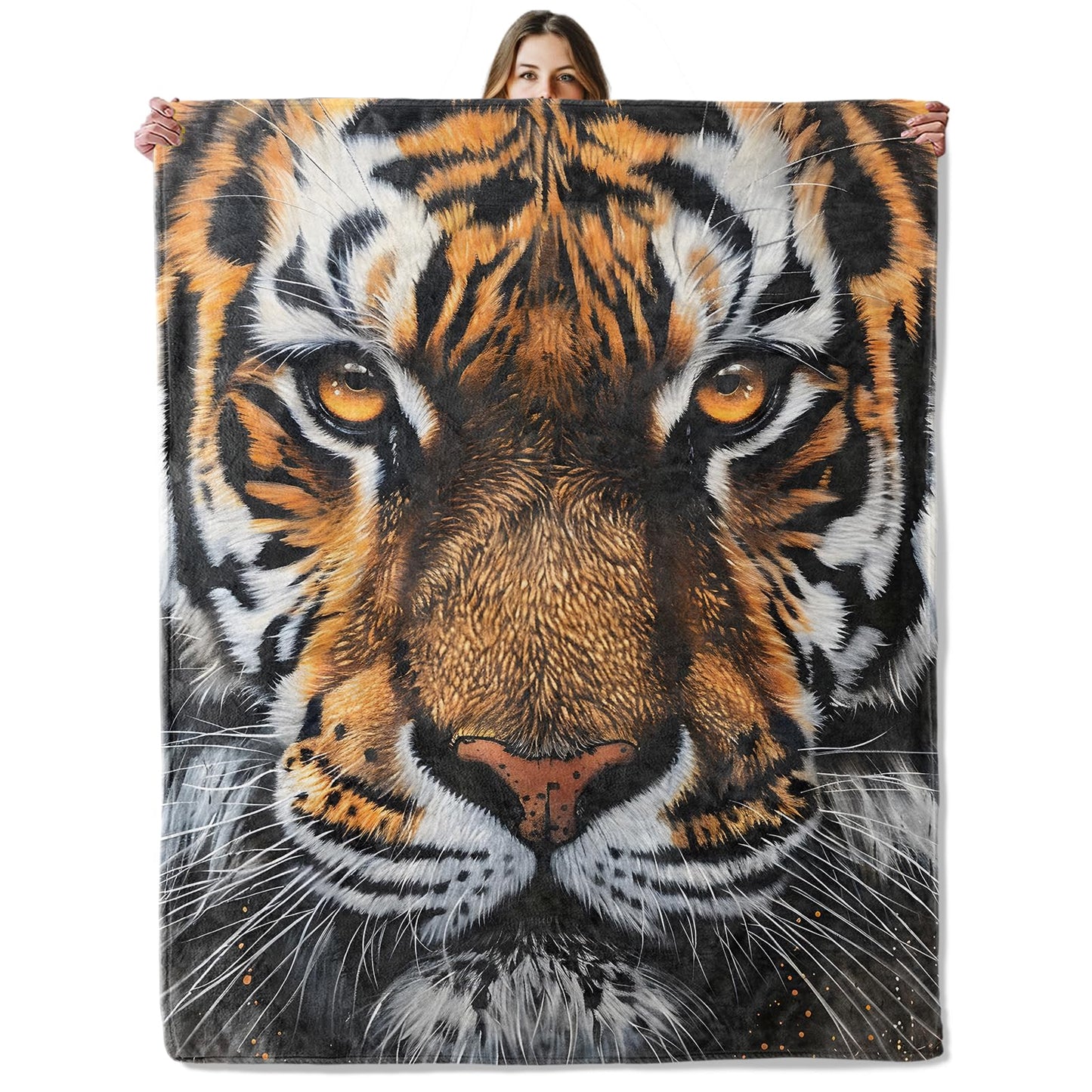 Tiger Throw Blanket for Girls Boys Kids Adults, 50x60 in, Cozy Flannel Blanket for Bedroom, Camping, Couch, Room Decor, Fuzzy Warm Soft Gifts