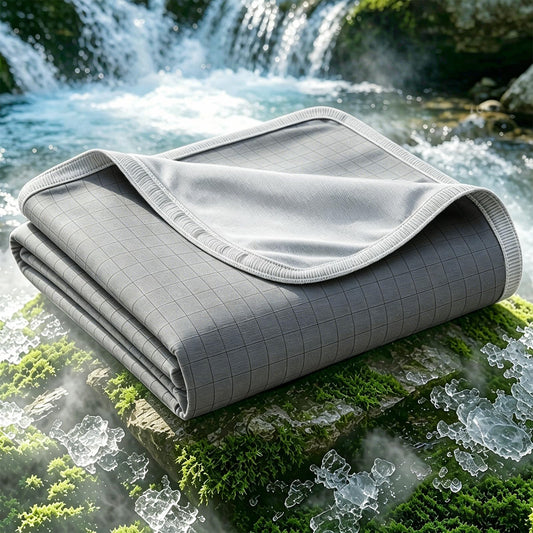 EMME Breathable Cooling Blankets Queen Size (90"x 90") for Hot Sleepers, Summer Bed Blanket, Thin Light Bedspread Coverlet for Night Sweats,Dark Grey Cold Blankets for Sleeping