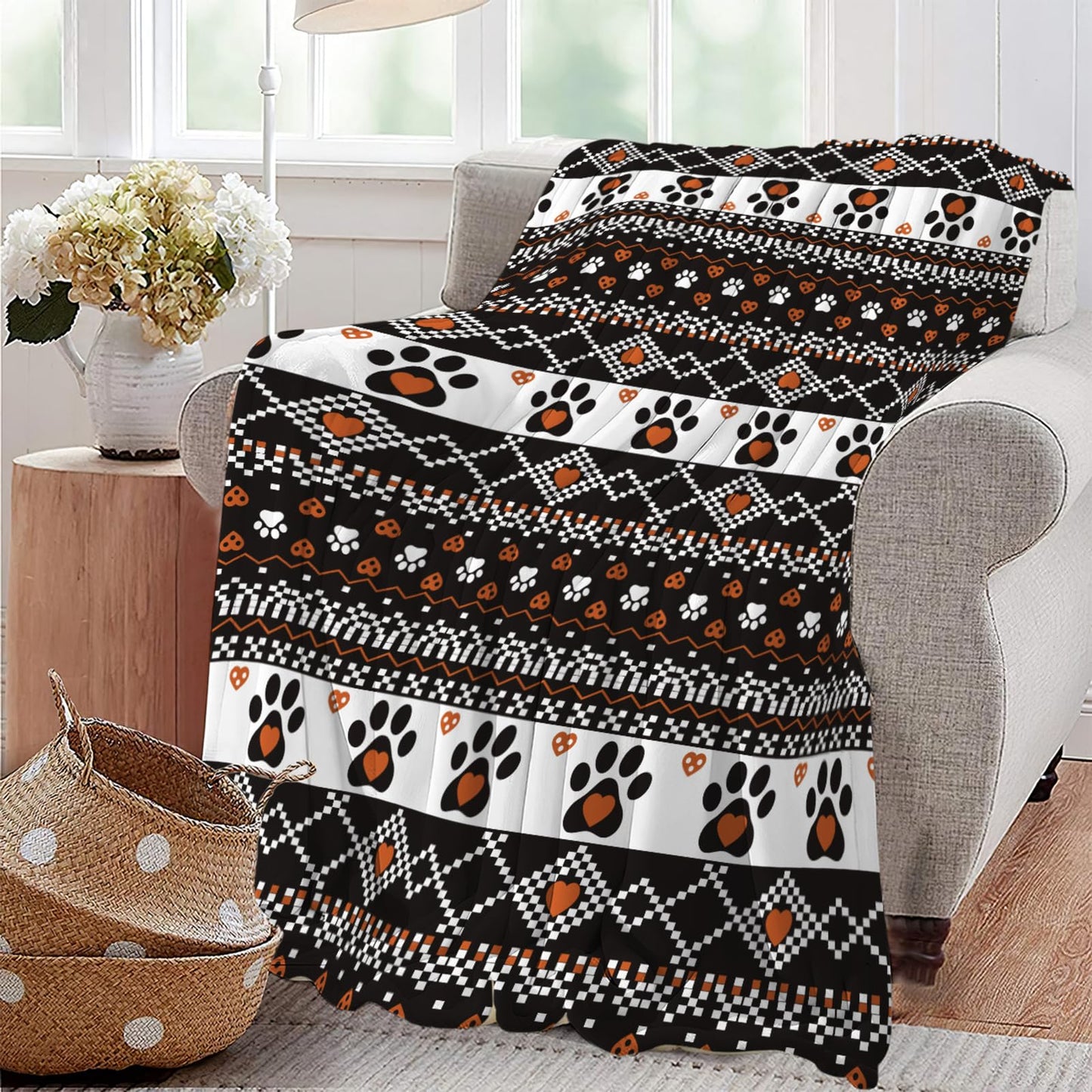 Lovira Dog Throw Blanket Dog Paw Print Throw Blankets Gifts Stuff Decor Flannel for Lover Men Women 40"x50"