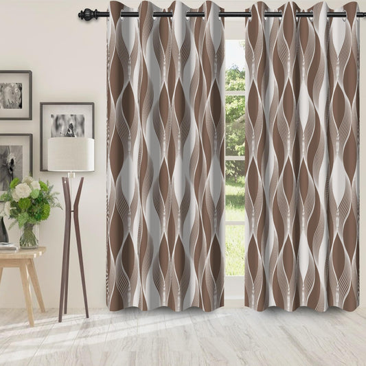 Yanutan Brown Stripe Blackout Curtains for Bedroom/Living Room,Brown Modern 2 Panels Sets Blackout Window Curtain,Minimalist Modern Ombre Thermal Insulated Printed Curtains with Grommet,42" Wx84 L