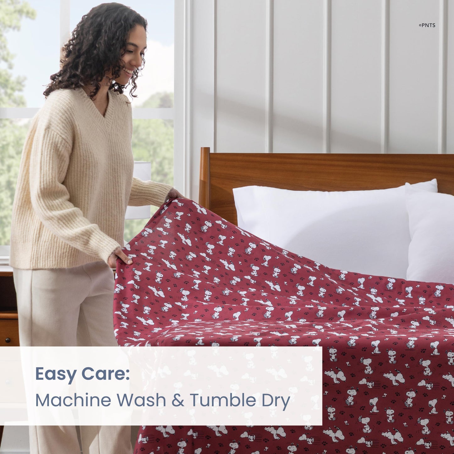 Berkshire Peanuts® Twin Flat Sheet (Only), Brushed Microfiber Sheet with Cute Snoopy Characters, Soft, Breathable, Easy-Care Bedding for Peanuts Fans, Mini Poses & Paws Wine
