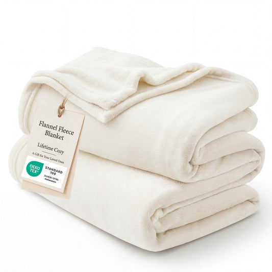 Bedsure GentleSoft Fleece Blankets Queen Size Cream - Mothers Birthday Gifts for Women Bed Blanket Soft Lightweight Plush Fuzzy Cozy Luxury Microfiber, 90x90 inches