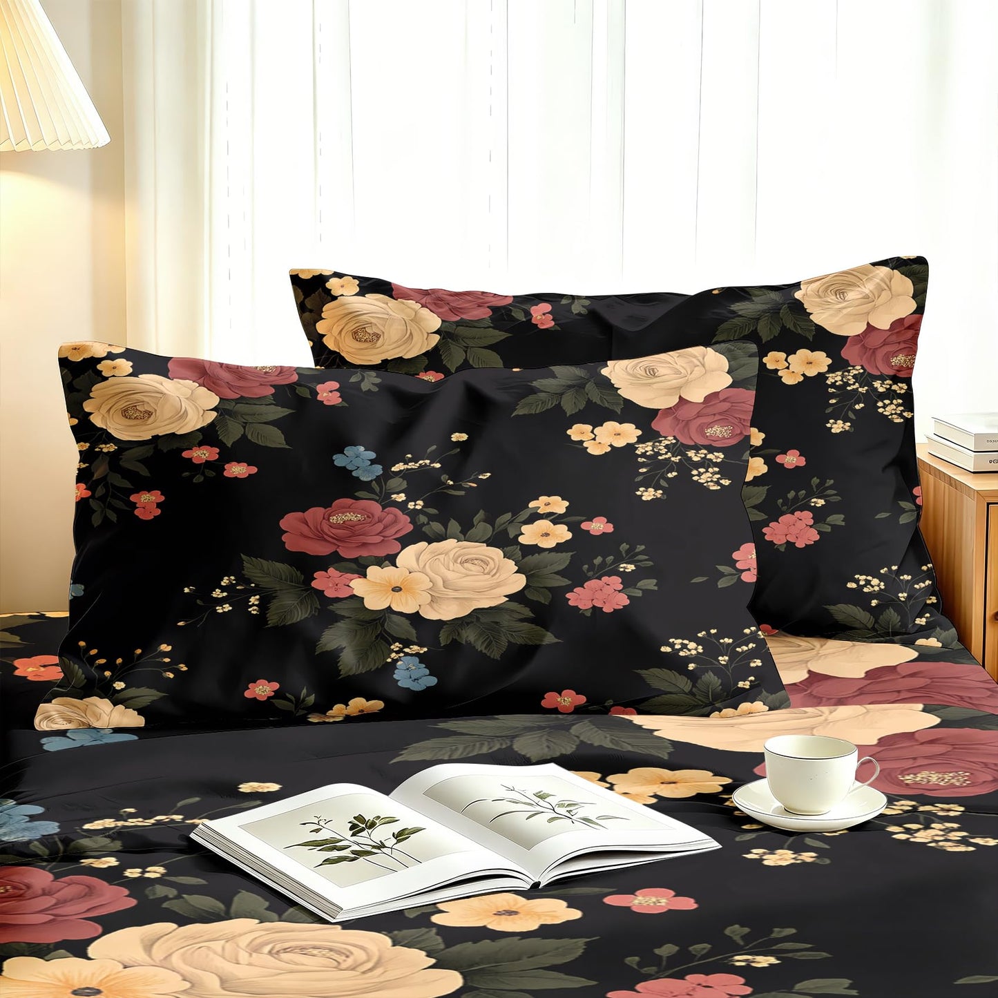 Peony Floral Bedding Set 4 Pcs Flowers Full Sheets