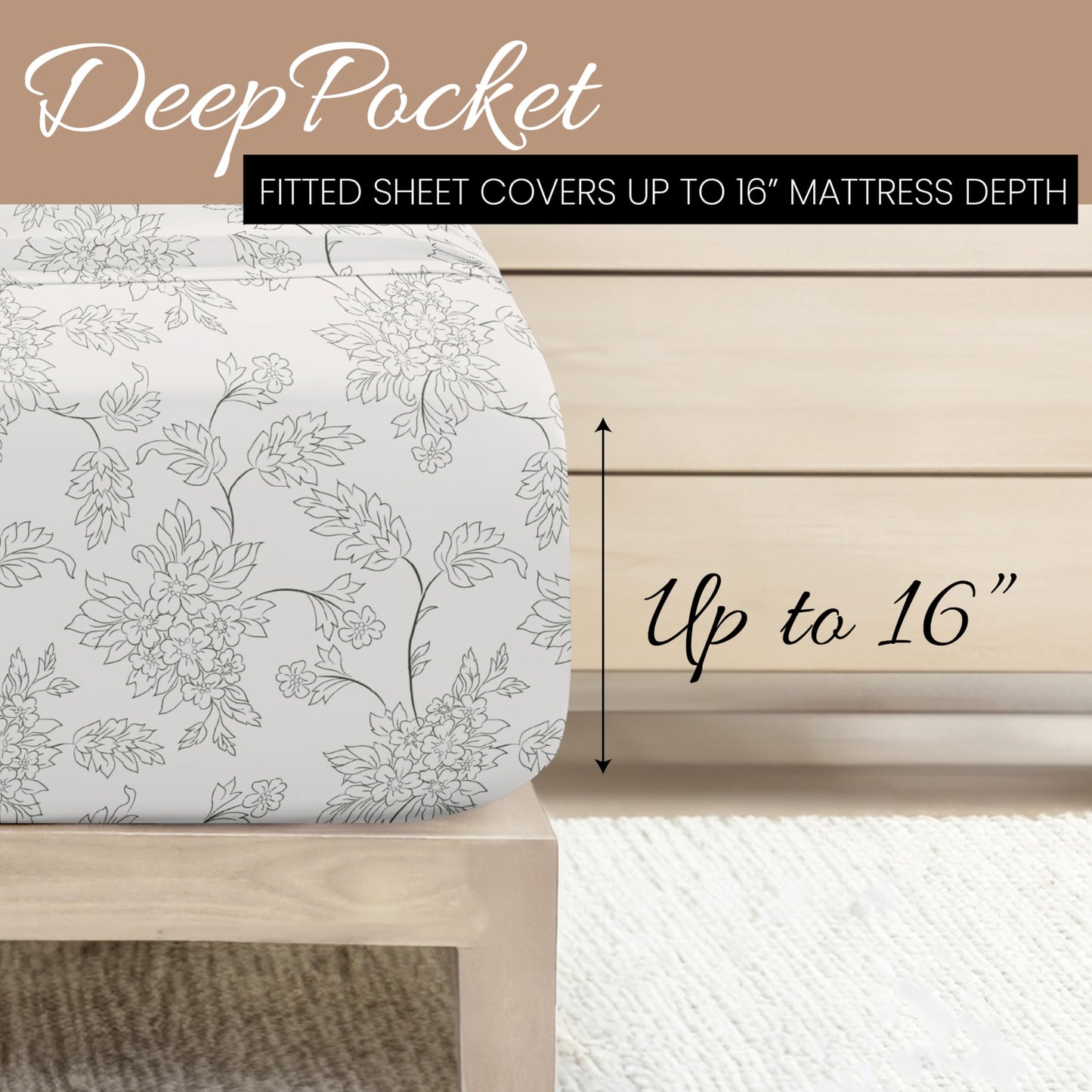 Simply Soft 4 Piece Sheet Set Vines Patterned, Full, Gray (SS-4PC-VINE-FULL-GR)