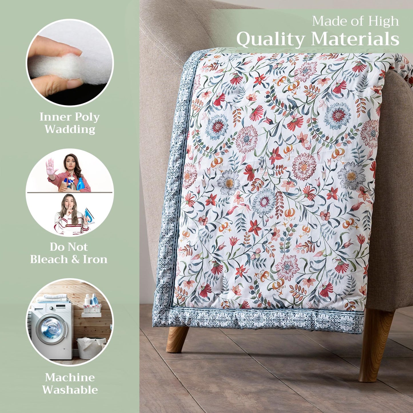 Maison d' Hermine Throw Blanket for Couch Lightweight Soft Warm Breathable Cotton Throw Blankets for Bed Girls Boys Women Men Gifts Sofa Travel Living Room Spring Summer (Nellore, 60" X 80")