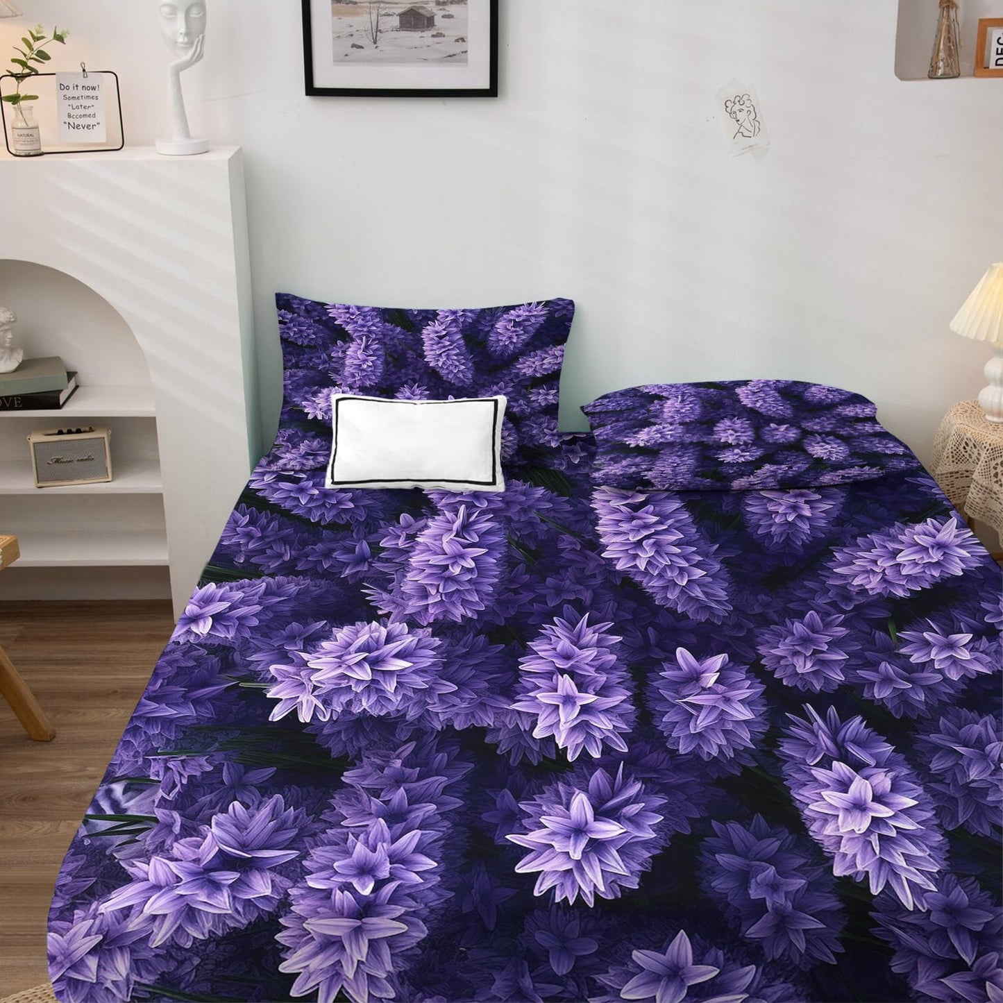 THYUNQ Lavender Floral Sheets Queen Size Bed, Purple Flower Pattern Sheet Set & Bedroom Decor - 16 Inch Deep Pocket, Super Soft Microfiber Bedding Sheets & Pillowcases 4 Piece