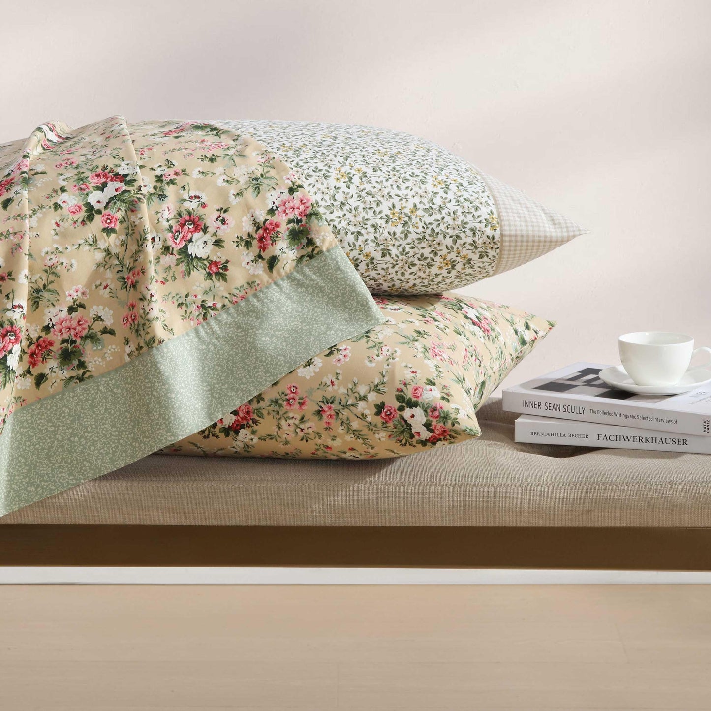 Laura Ashley – Twin Size Sheet Set, Crisp & Lightweight Cotton Percale Bedding with Fitted Sheet and Pillowcase, Floral Room Decor, Deep Pocket, College Dorm Room Essentials (Serene Dream Brown)