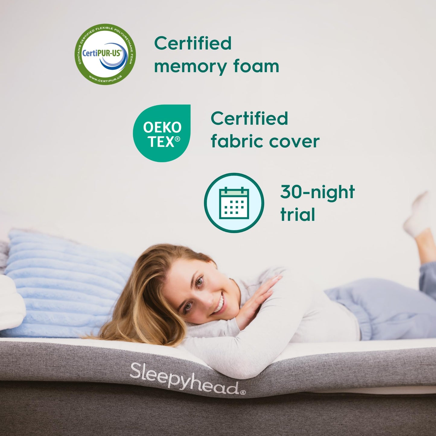 Sleepyhead Twin XL Mattress Topper 2 Inch for College Dorm, Cooling Gel Memory Foam, Pressure Relief, Removable Washable Cover, CertiPUR-US Certified (XL Twin 2")