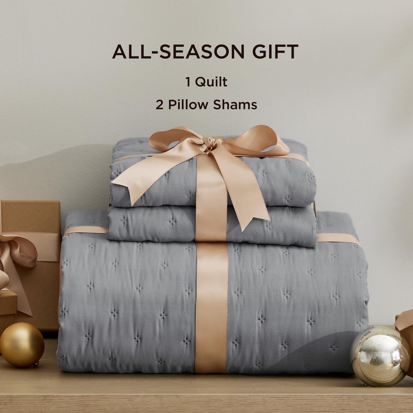 Bedsure Quilts Queen Size - Grey Bedspread Queen Size & Lightweight Comforter, Modern Coverlet with Clover Pattern, Ultra Soft All-Season Bedding, 90 x 96 Inches