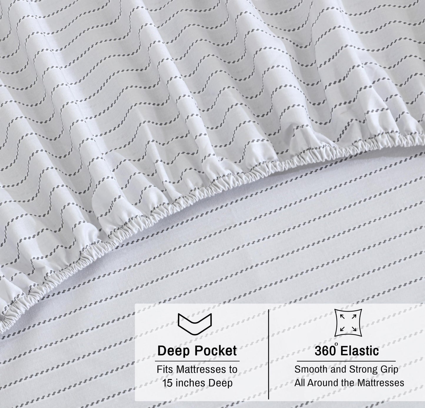 RUVANTI 100% Cotton Organic Percale Sheets Full Size – Crisp Cooling Bed Sheets for Hot Sleepers, Deep Pocket 15”, Soft Peach Finish, Breathable & Durable Hotel-Style 4 Pcs, Construction Line