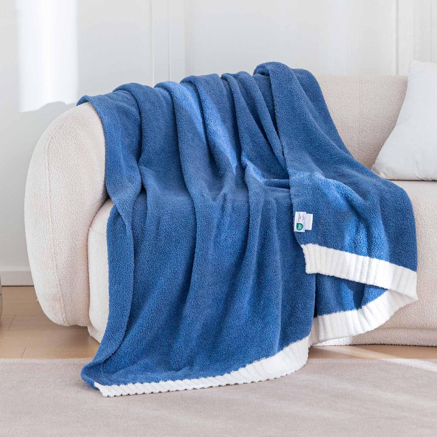 Ankwos Soft Fuzzy Throw Blanket - Blue Cozy Warm Knit Fluffy Plush, Lightweight & Breathable, Throw for Bed, Chair, Sofa, Couch, Outdoor, 60"X80", Oeko-TEX Certified