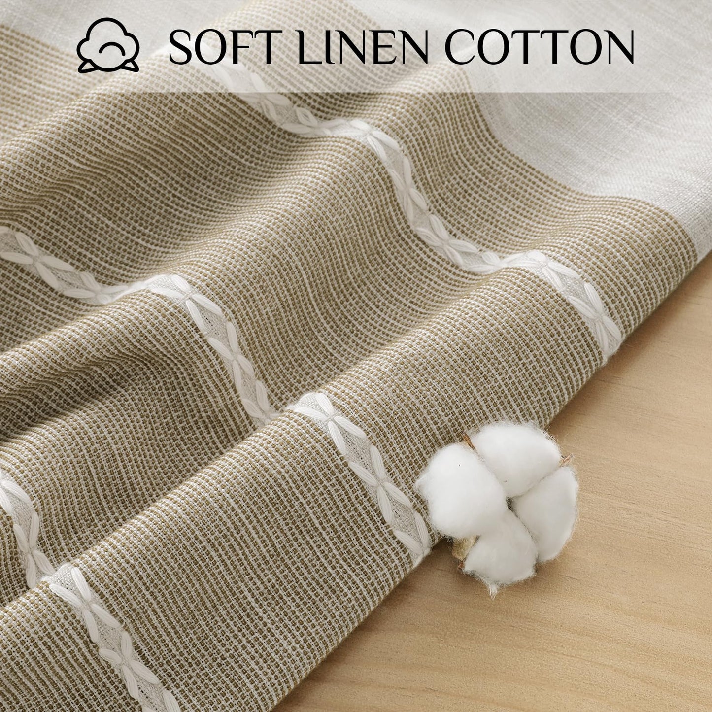 Softalker Outdoor Linen Tablecloth Square, Waterproof Cotton Boho Farmhouse Table Cloths with Tassel, Heavy Weight Wrinkle Free Table Cover for Picnic Camping Dining - 55 x 55 Inch, Coffee Lines