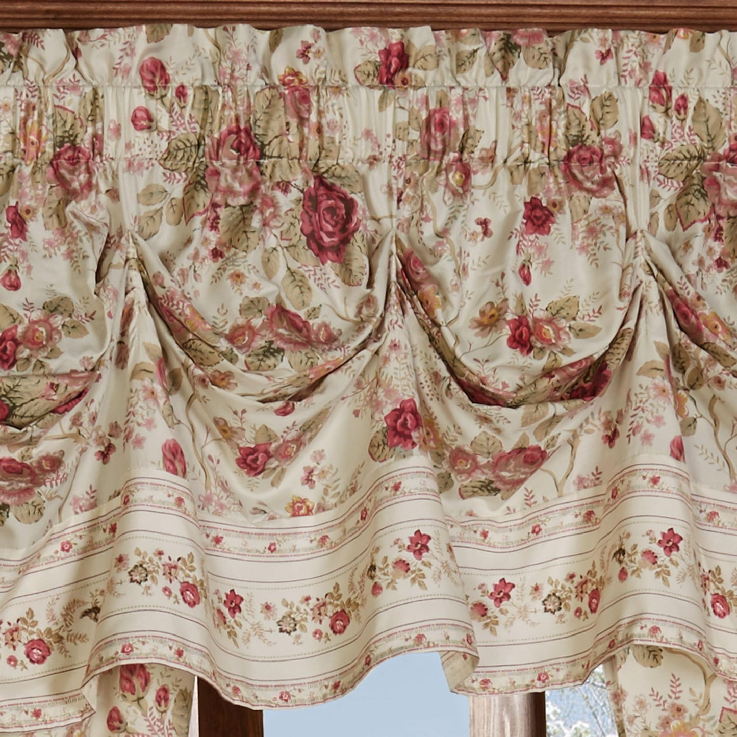 Touch of Class Heirloom Rose Window Set, Tuck Valance & 84" L Curtain Pair